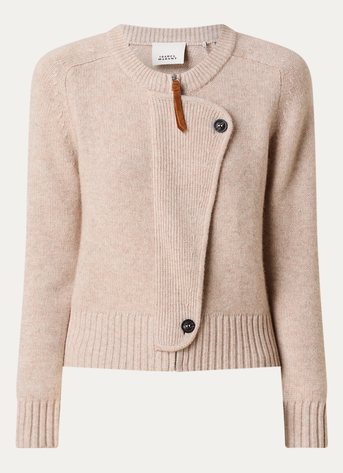Isabel Marant Murielle fijngebreid vest in kasjmierblend met asymmetrisch detail - voorkant 3 beige