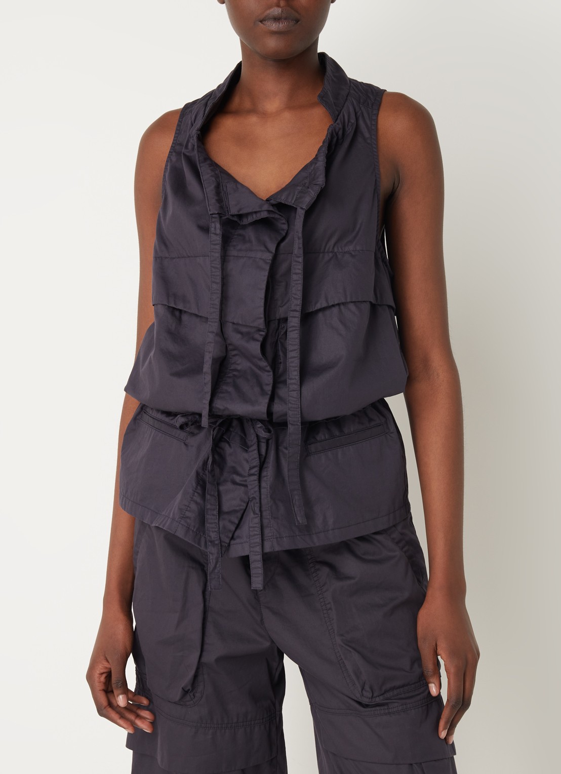 Isabel Marant Nadea mouwloze blouse met strikceintuur en koorddetail  - detail 2 antraciet