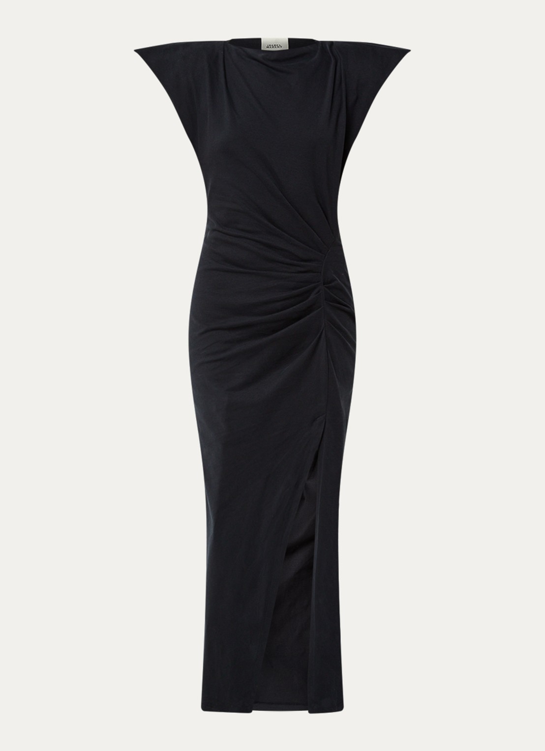 Isabel Marant Nadela maxi jurk met plooidetail en split - voorkant 2 zwart
