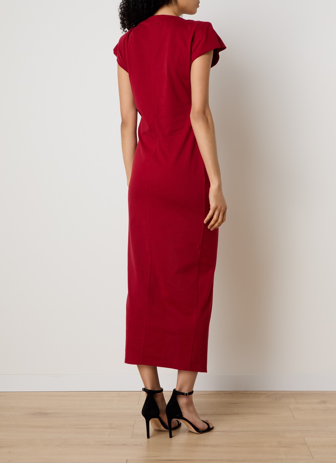 Isabel Marant Nadela maxi jurk met plooidetail en split - achterkant 5 cranberryrood