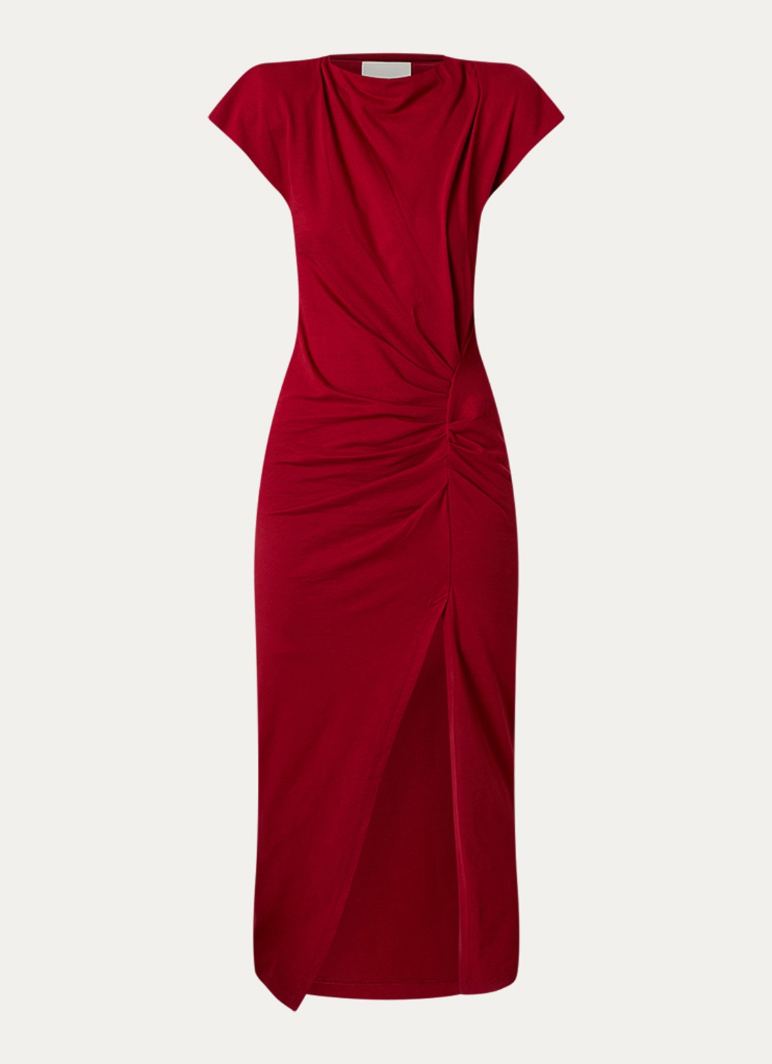 Isabel Marant Nadela maxi jurk met plooidetail en split - voorkant 3 cranberryrood