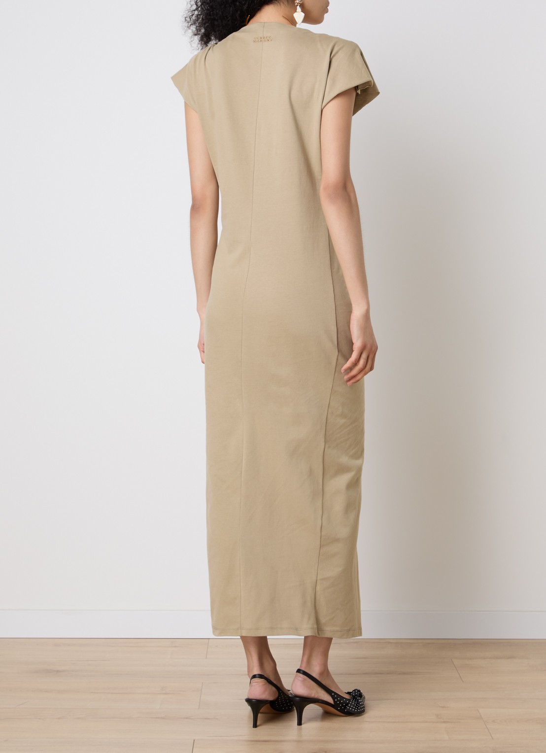 Isabel Marant Nadela midi jurk met split - achterkant khaki