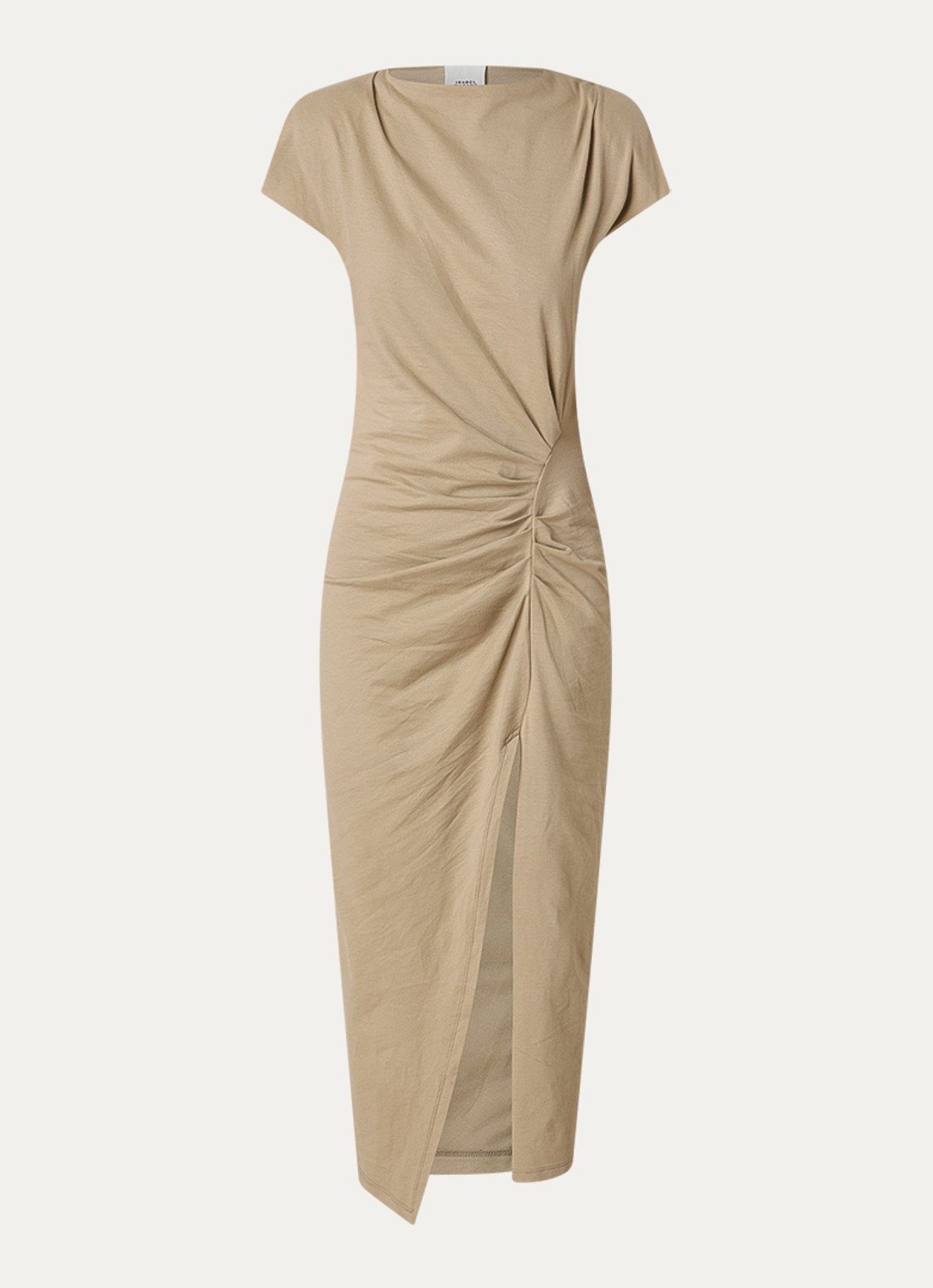 Isabel Marant Nadela midi jurk met split - voorkant 2 khaki