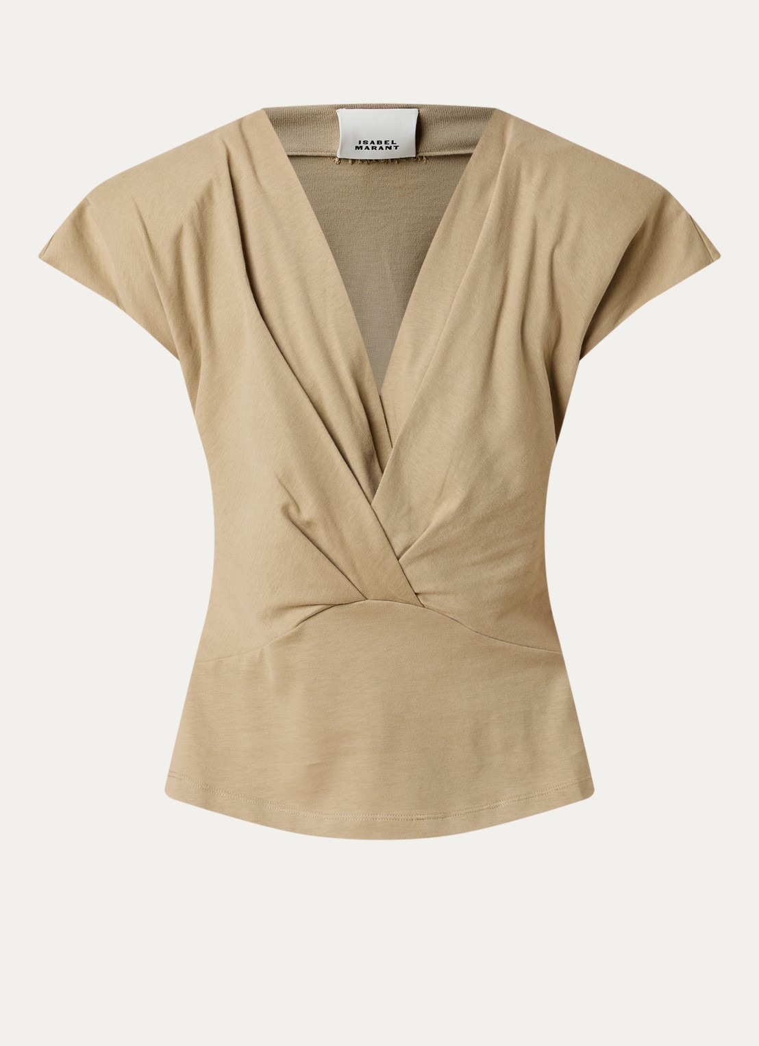 Isabel Marant Nadrine top met schoudervulling en V-hals - voorkant 4 beige