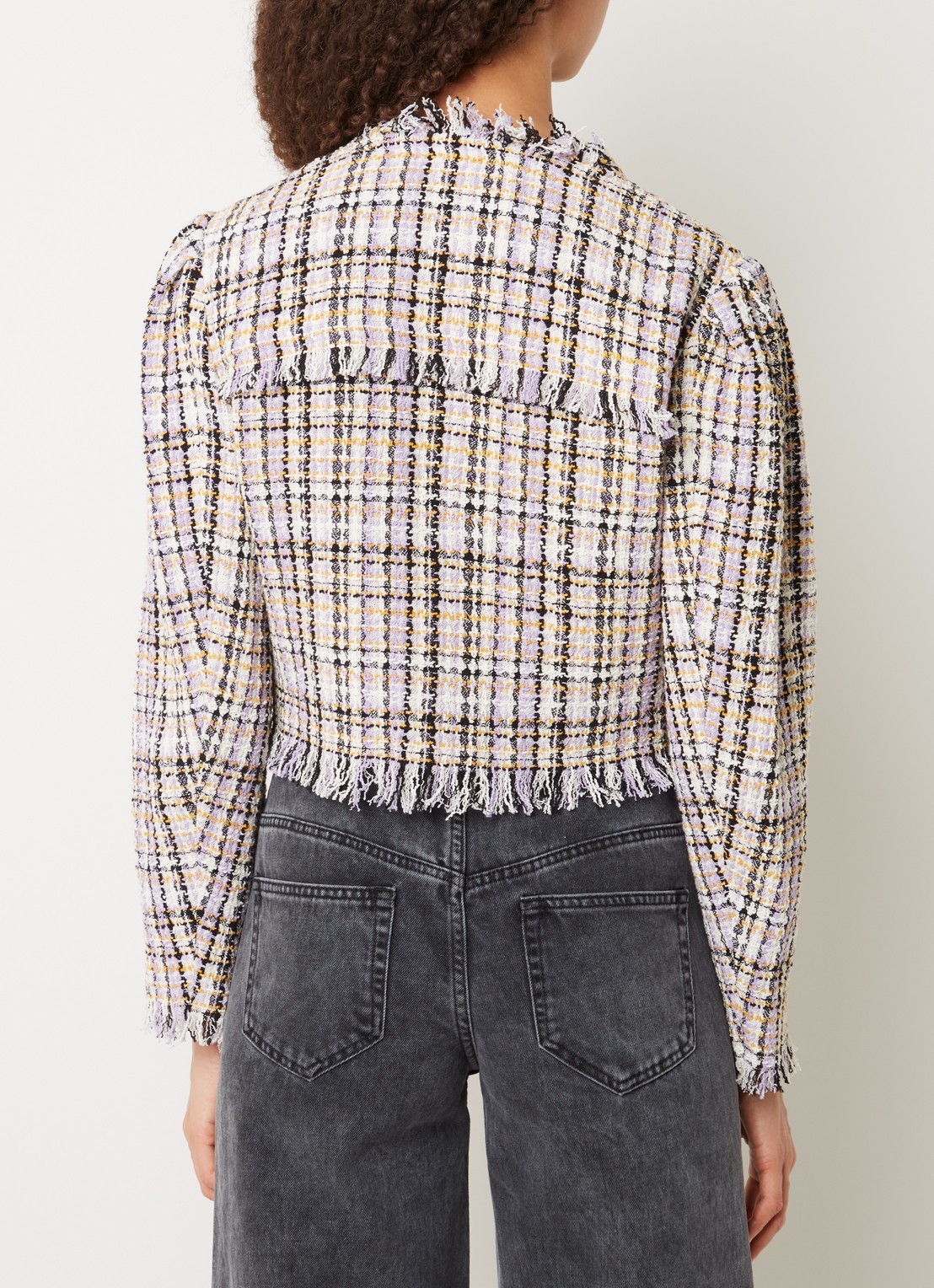 Isabel Marant Nameo cropped blazer met tweed-look - achterkant 5 lichtpaars
