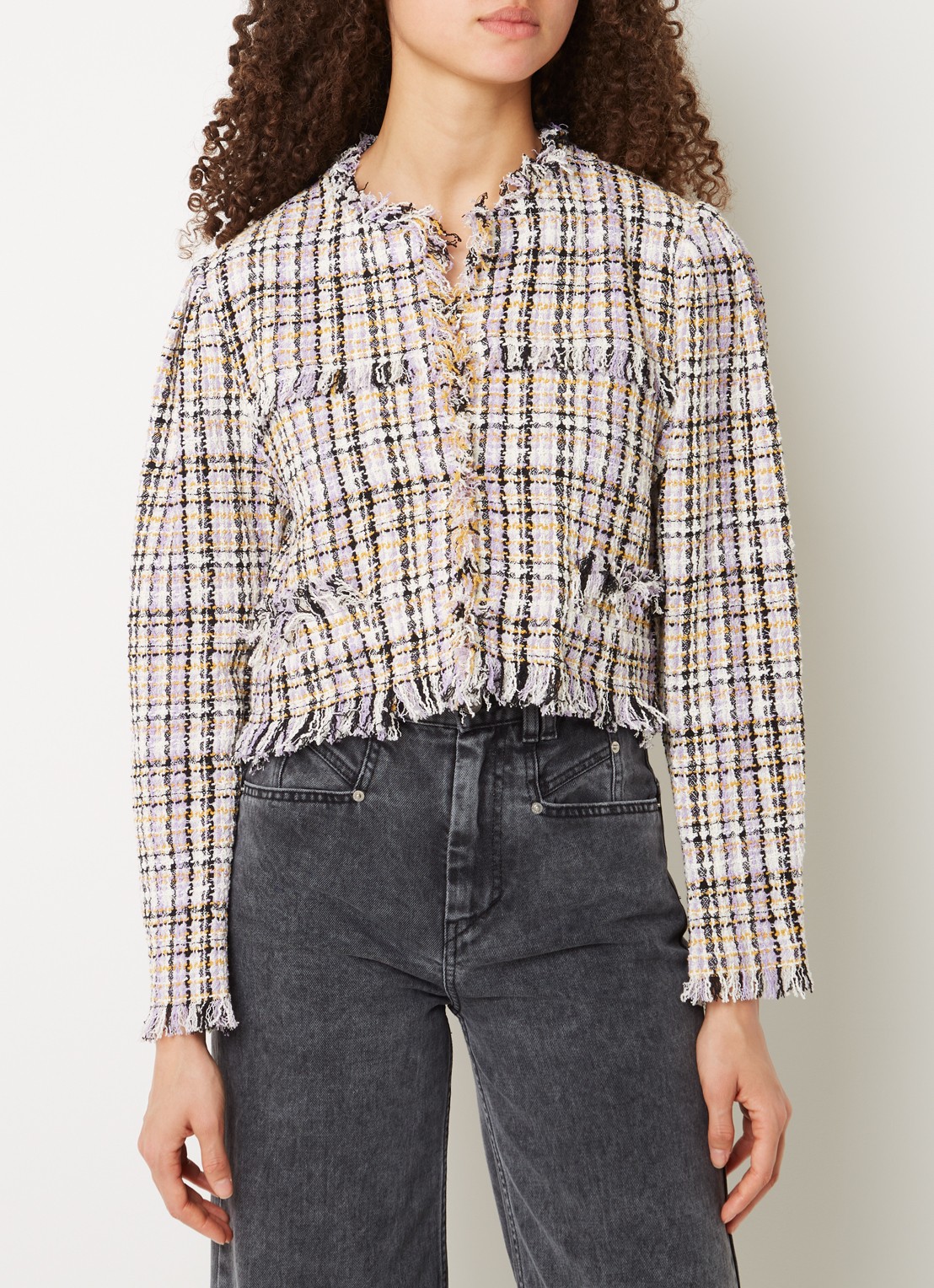 Isabel Marant Nameo cropped blazer met tweed-look - detail 3 lichtpaars
