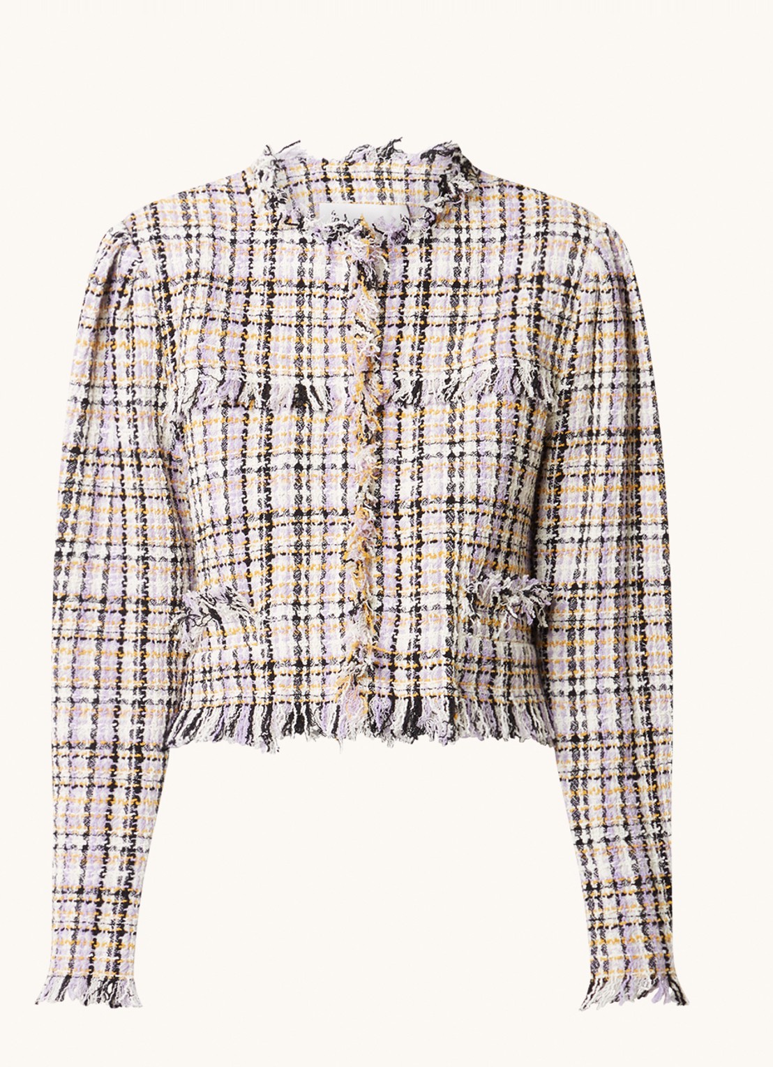 Isabel Marant Nameo cropped blazer met tweed-look - voorkant lichtpaars