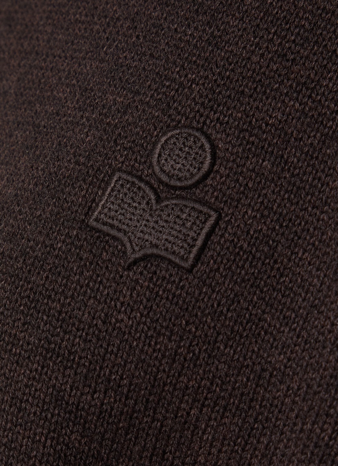 Isabel Marant Nasha fijngebreide trui in wolblend met col - detail 2 chocoladebruin