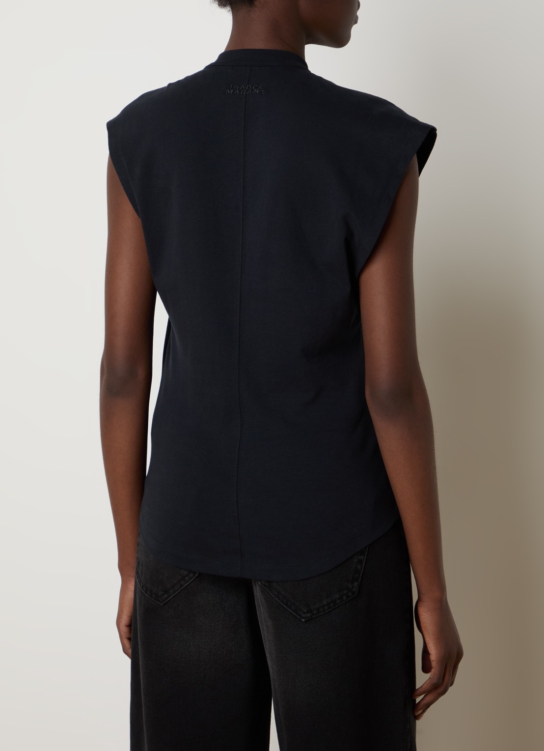Isabel Marant Nayda T-shirt van  katoen met asymmetrische hals  - achterkant zwart