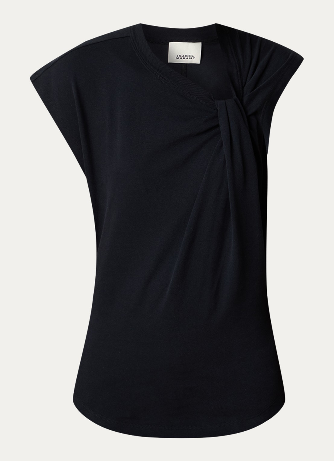 Isabel Marant Nayda T-shirt van  katoen met asymmetrische hals  - voorkant 4 zwart