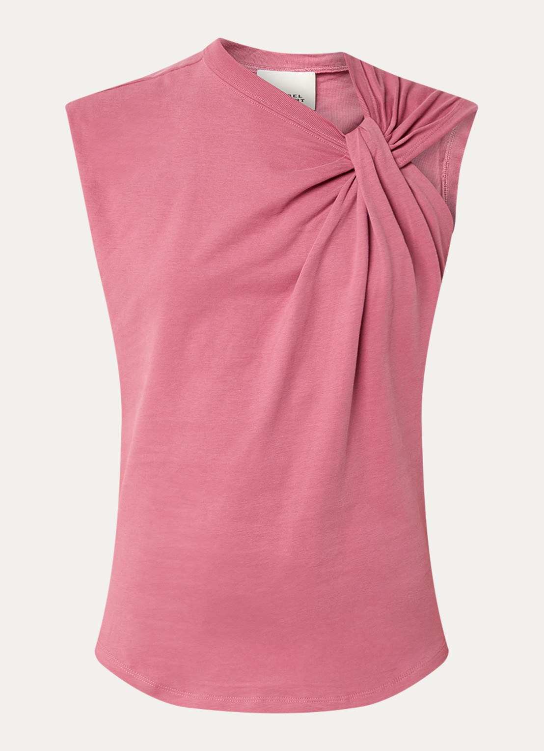 Isabel Marant Nayda T-shirt van  katoen met asymmetrische hals  - voorkant 2 koraalroze