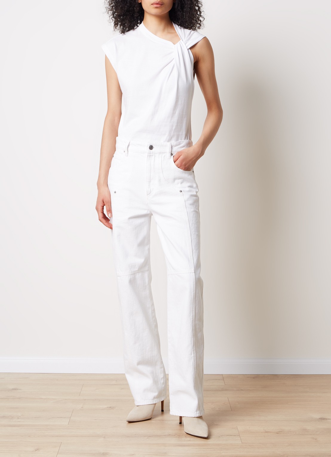 Isabel Marant Nayda top met knoopdetail - voorkant 2 wit
