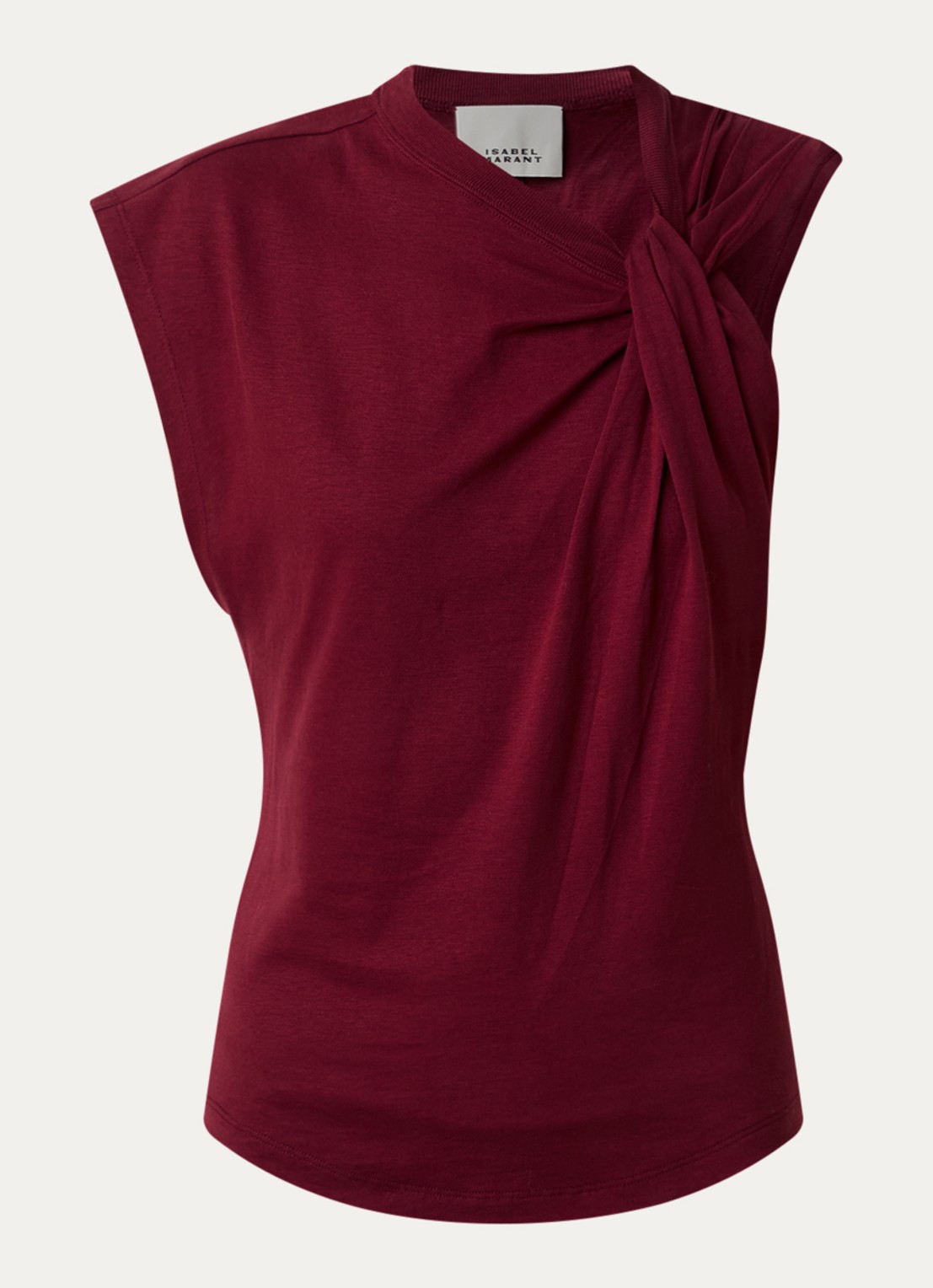 Isabel Marant Nayda top met knoopdetail - voorkant 4 cranberryrood
