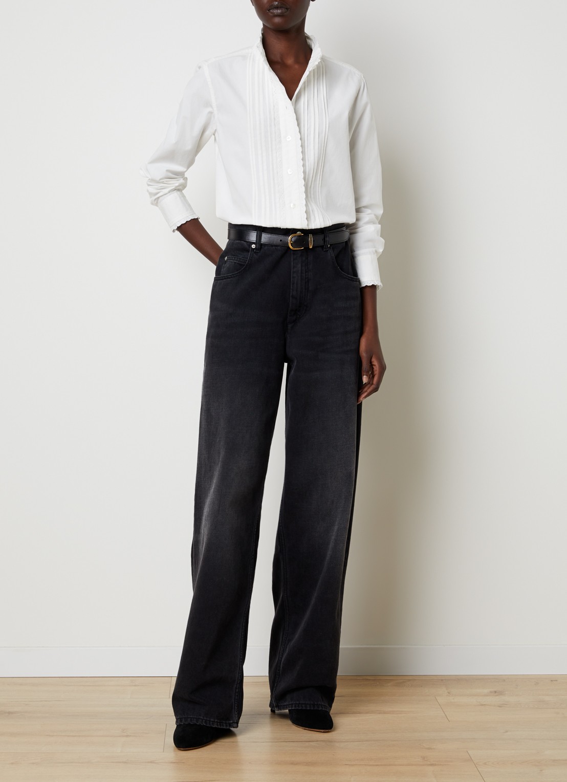 Isabel Marant Nazila blouse met broderie - voorkant 5 wit