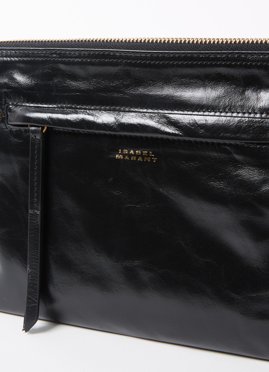 Isabel Marant Nessah clutch van lakleer - detail 3 zwart