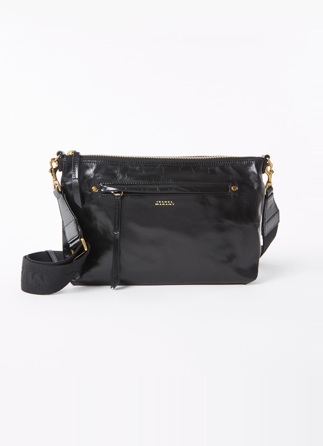 Isabel Marant Nessah clutch van lakleer - voorkant 4 zwart