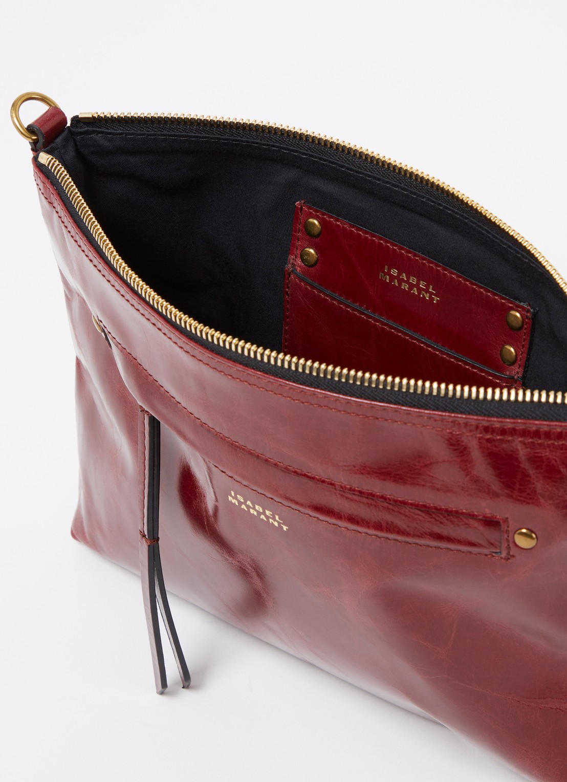 Isabel Marant Nessah clutch van lakleer - detail 5 bordeauxrood