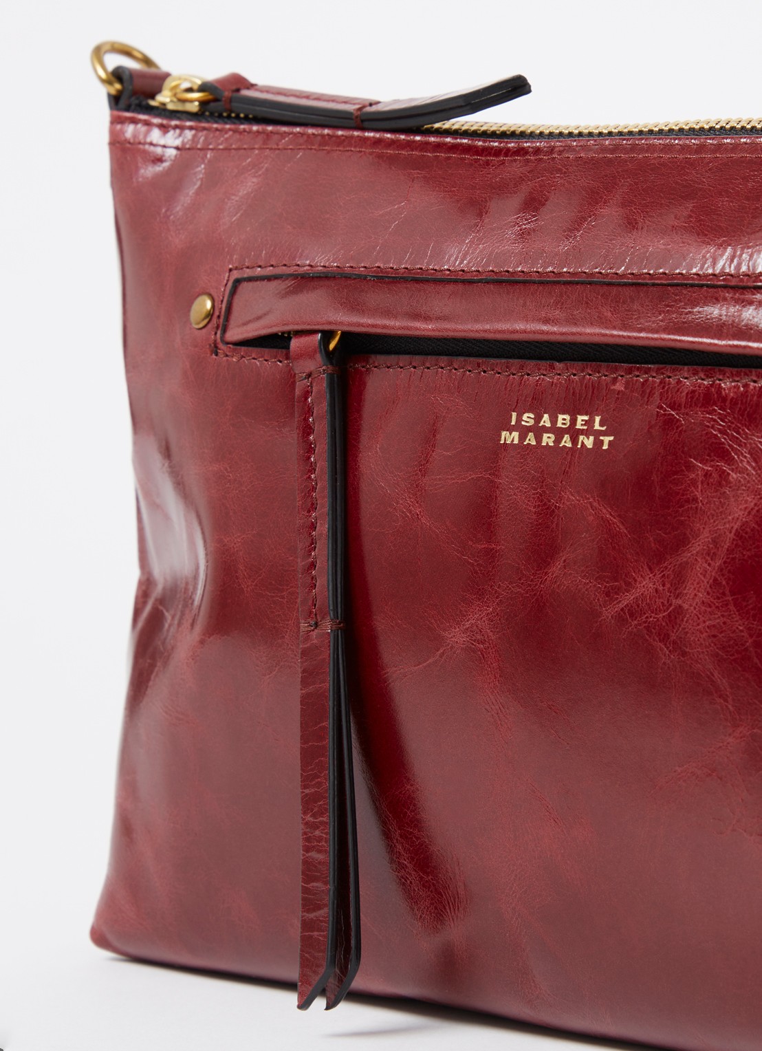 Isabel Marant Nessah clutch van lakleer - detail 7 bordeauxrood