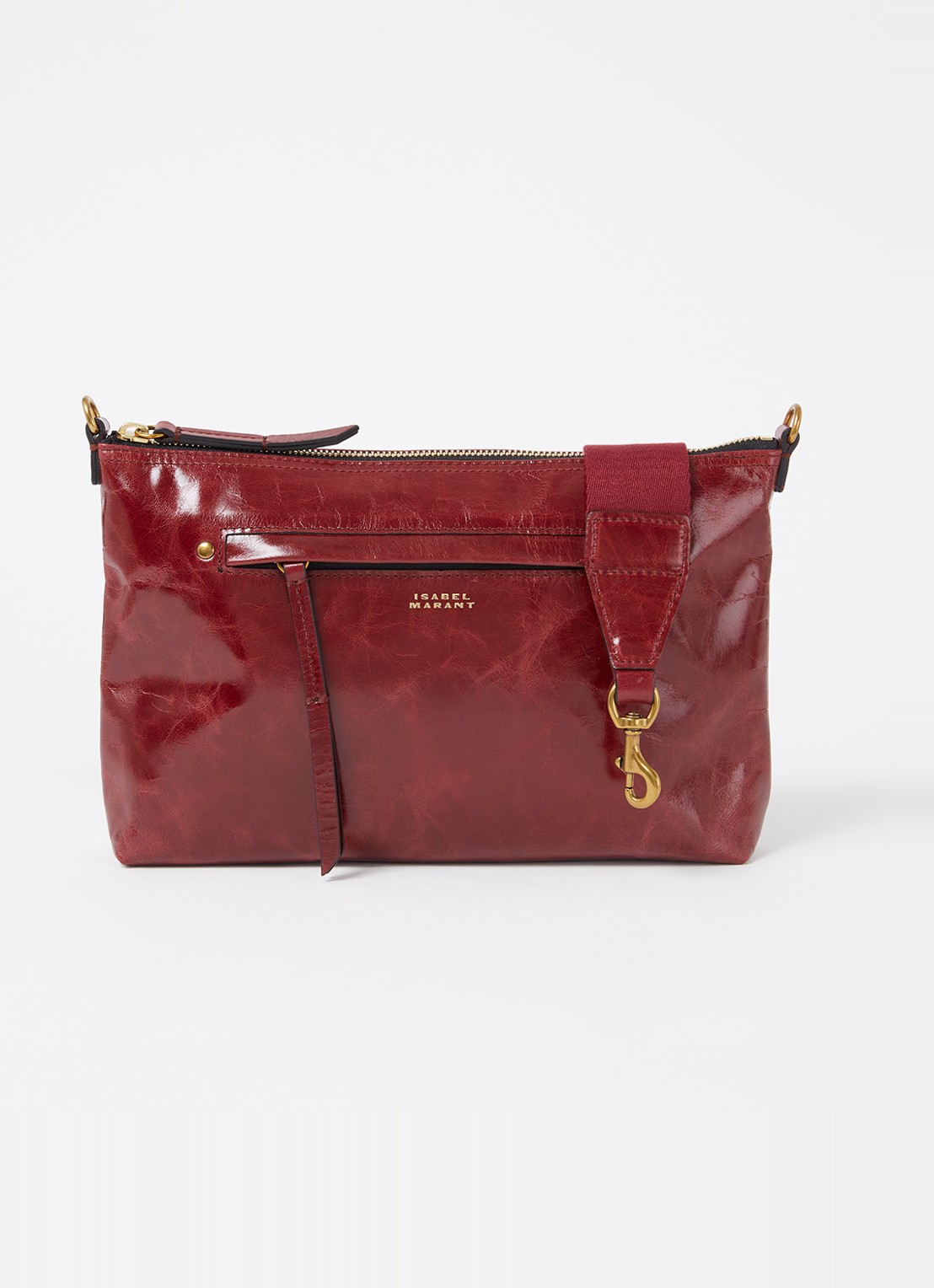 Isabel Marant Nessah clutch van lakleer - voorkant 2 bordeauxrood