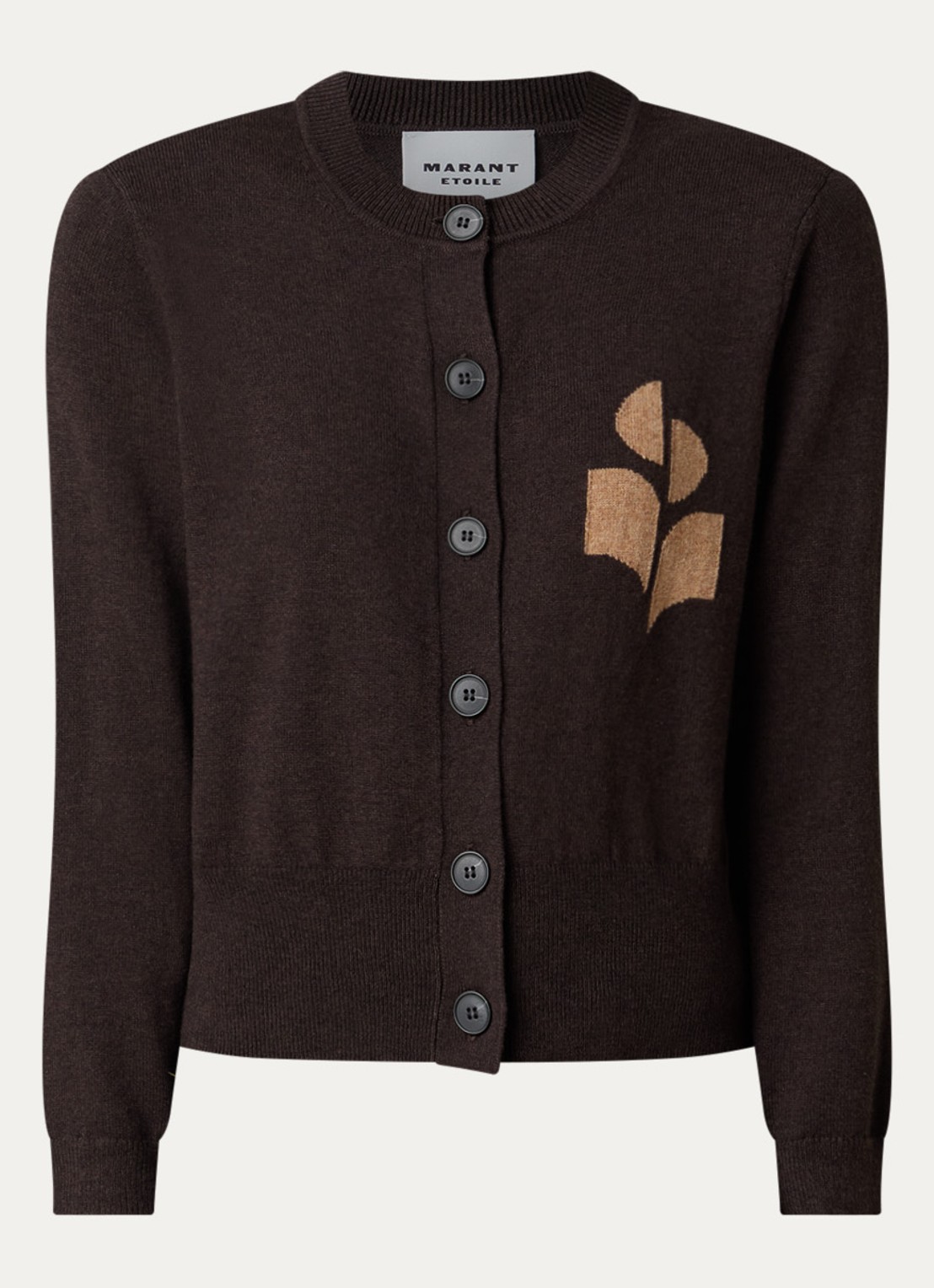 Isabel Marant Newton fijngebreid vest in wolblend met logo - voorkant 3 chocoladebruin