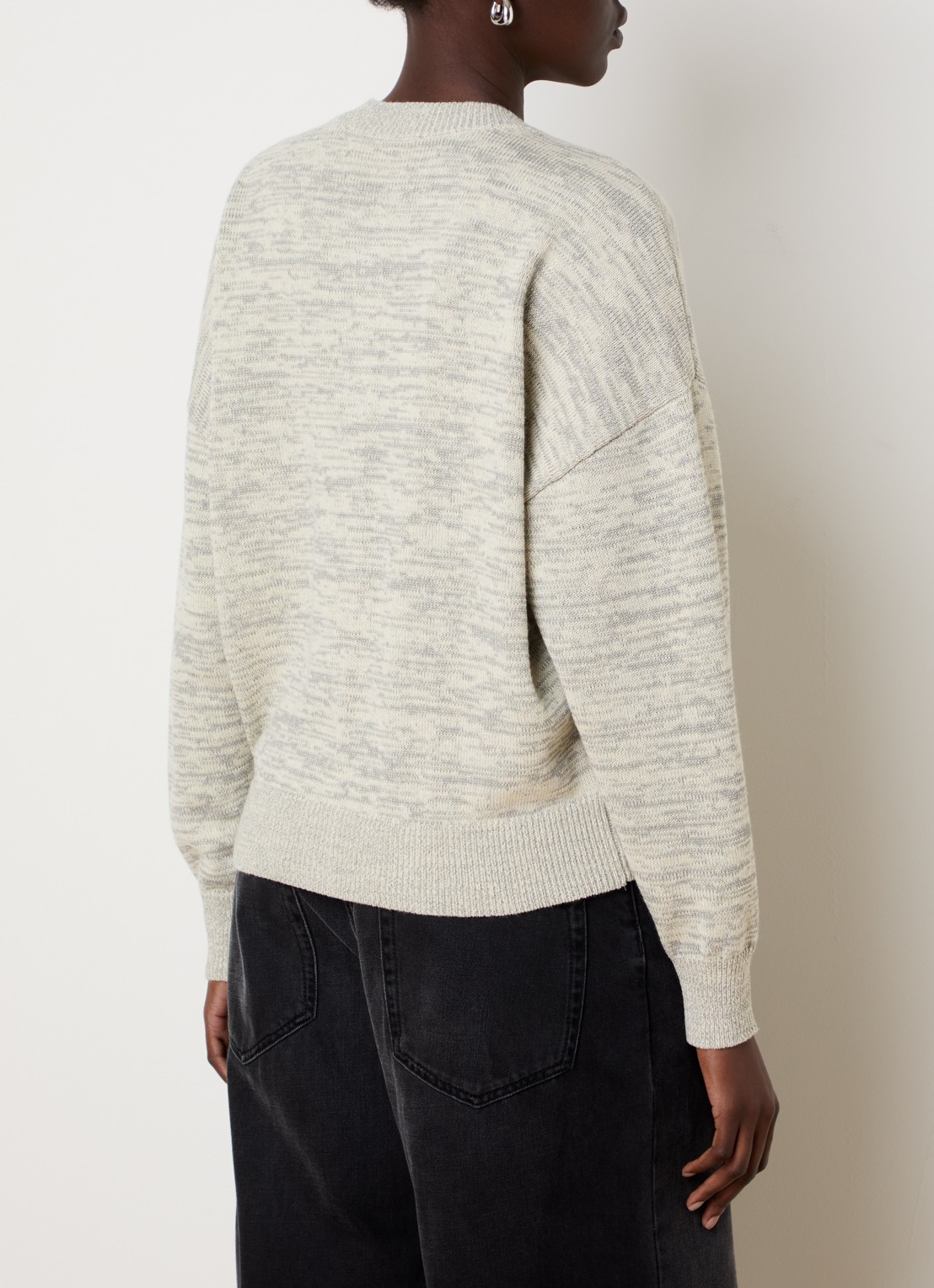 Isabel Marant Nouny grofgebreid vest in wolblend met gemêleerd dessin - achterkant 5 grijsmele