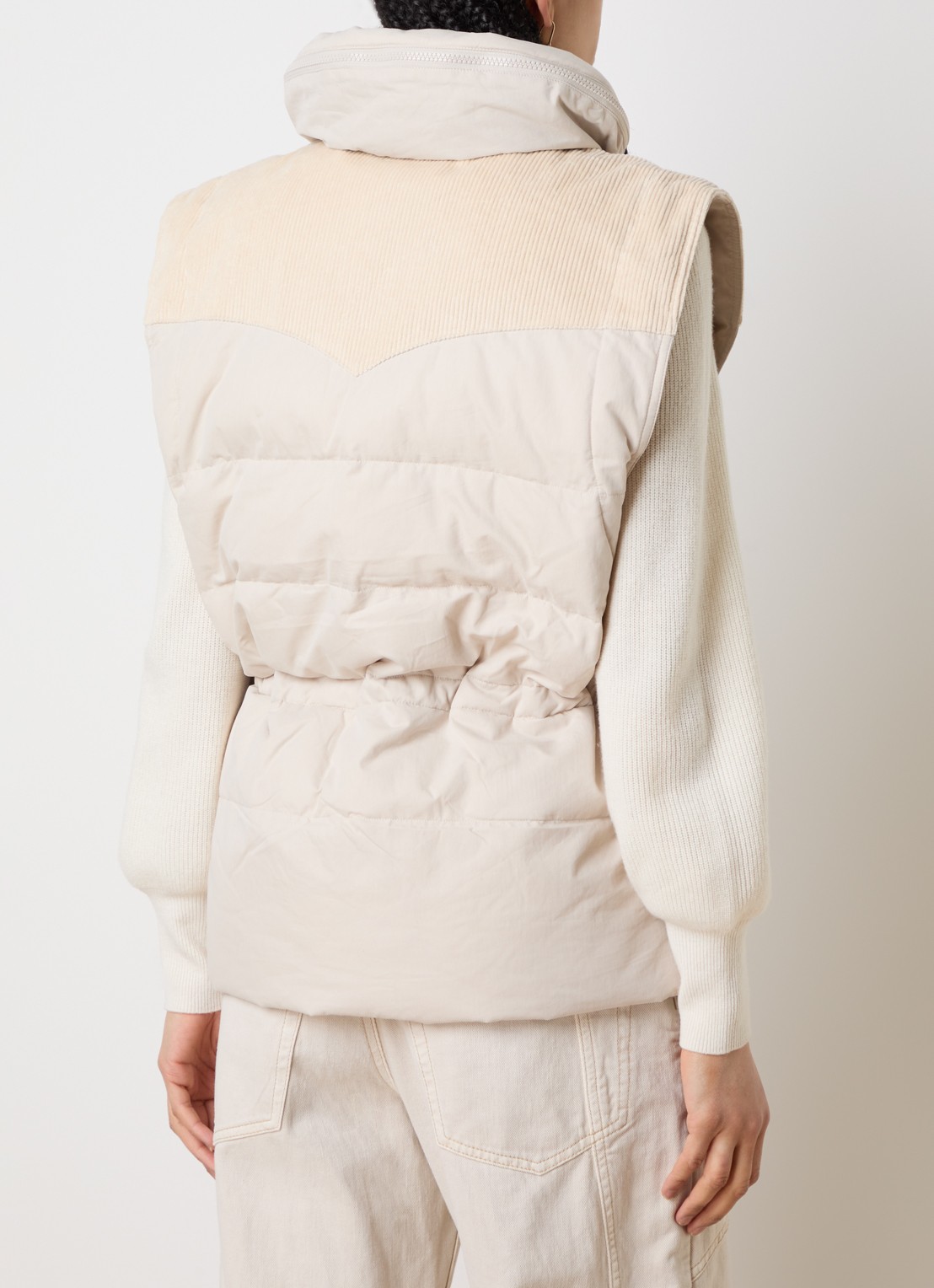 Isabel Marant Olfa bodywarmer met opbergbare capuchon en steekzakken - achterkant 6 creme