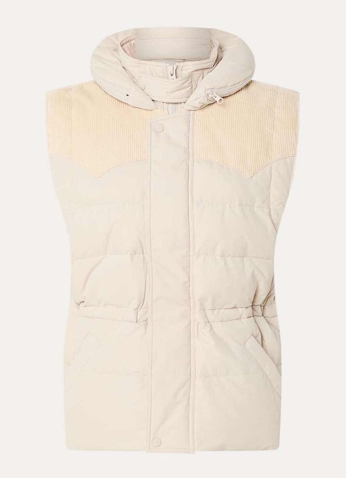 Isabel Marant Olfa bodywarmer met opbergbare capuchon en steekzakken - voorkant creme