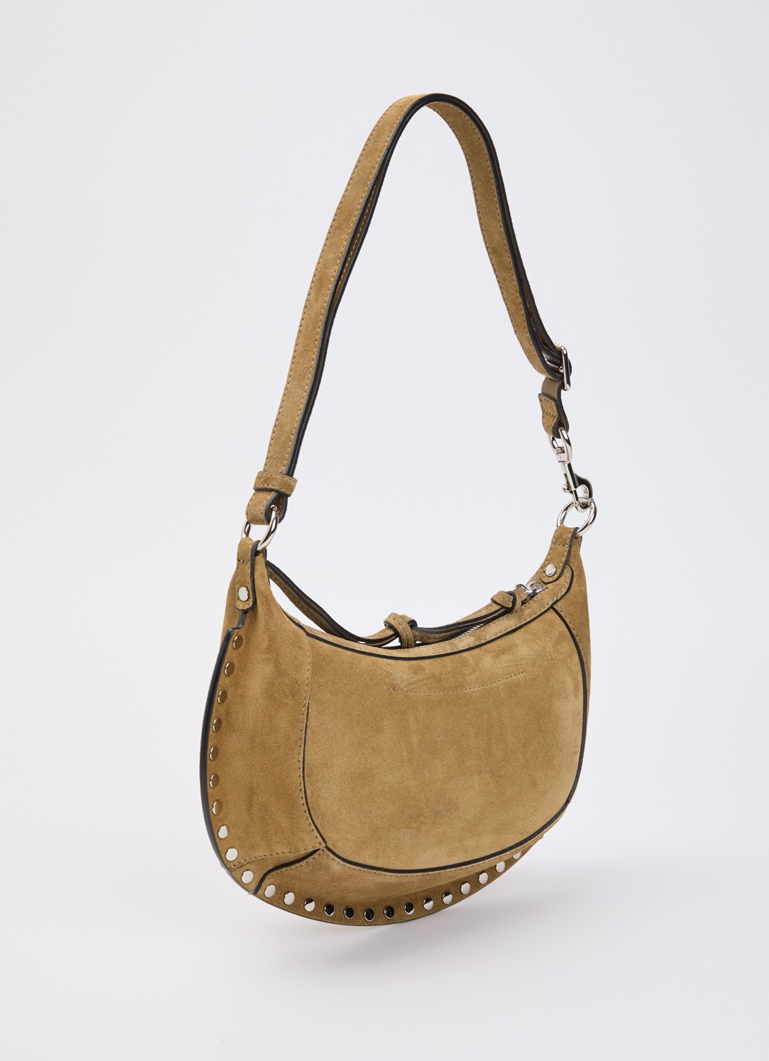 Isabel Marant Oskan Moon crossbodytas van kalfssuède met studs  - achterkant 5 camel