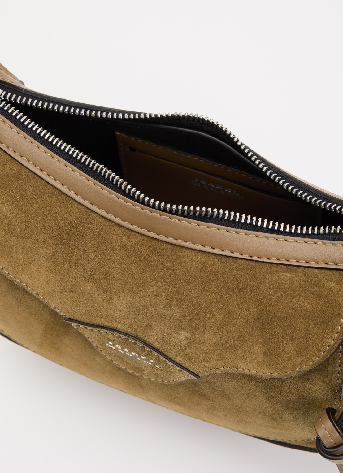 Isabel Marant Oskan Moon Pocket schoudertas van suède met studs en verstelbare schouderriem - detail 3 olijfgroen