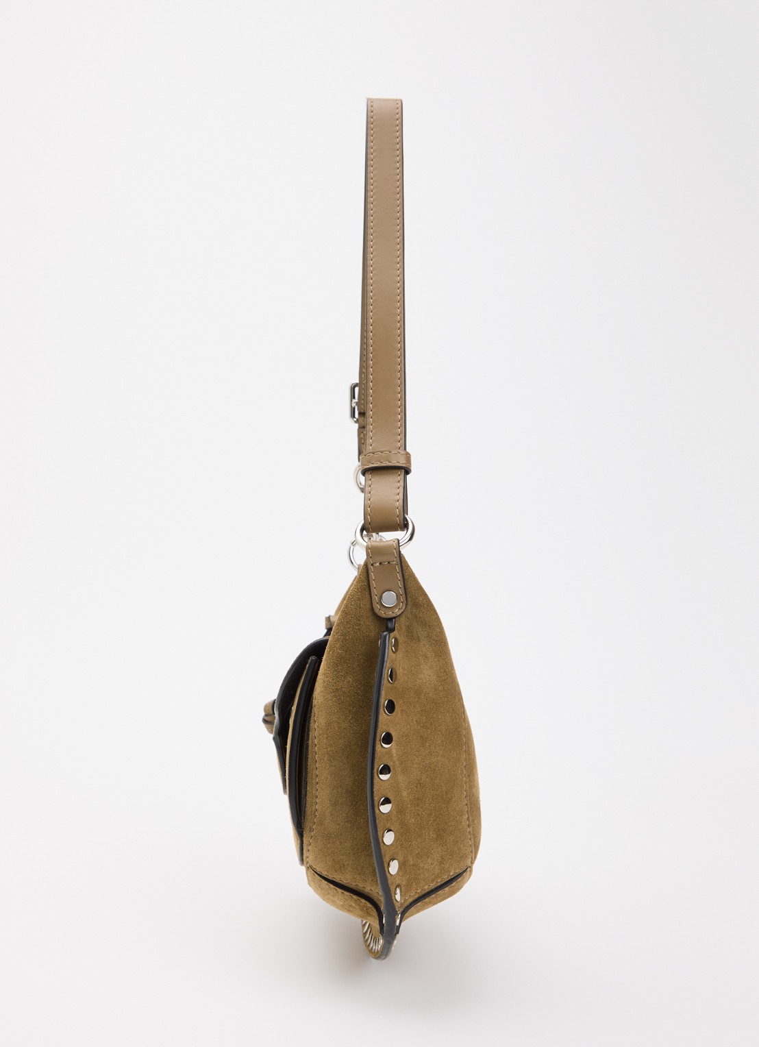 Isabel Marant Oskan Moon Pocket schoudertas van suède met studs en verstelbare schouderriem - detail 4 olijfgroen