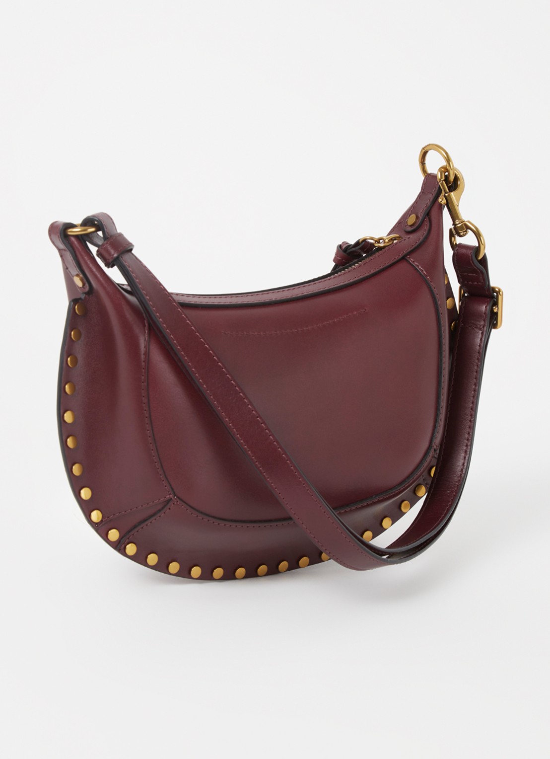 Isabel Marant Oskan Moon schoudertas van leer met studs - achterkant bordeauxrood