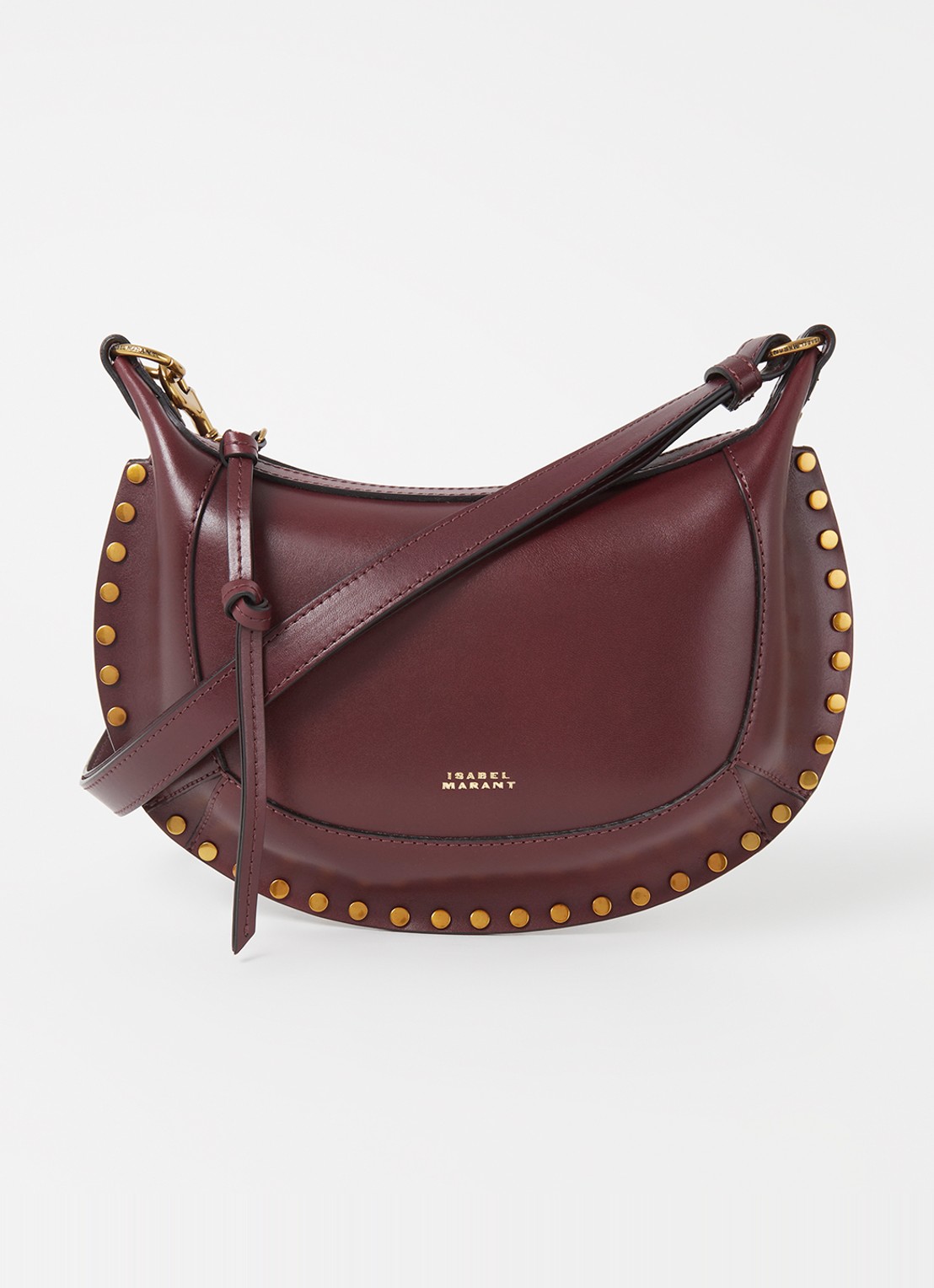 Isabel Marant Oskan Moon schoudertas van leer met studs - voorkant 2 bordeauxrood