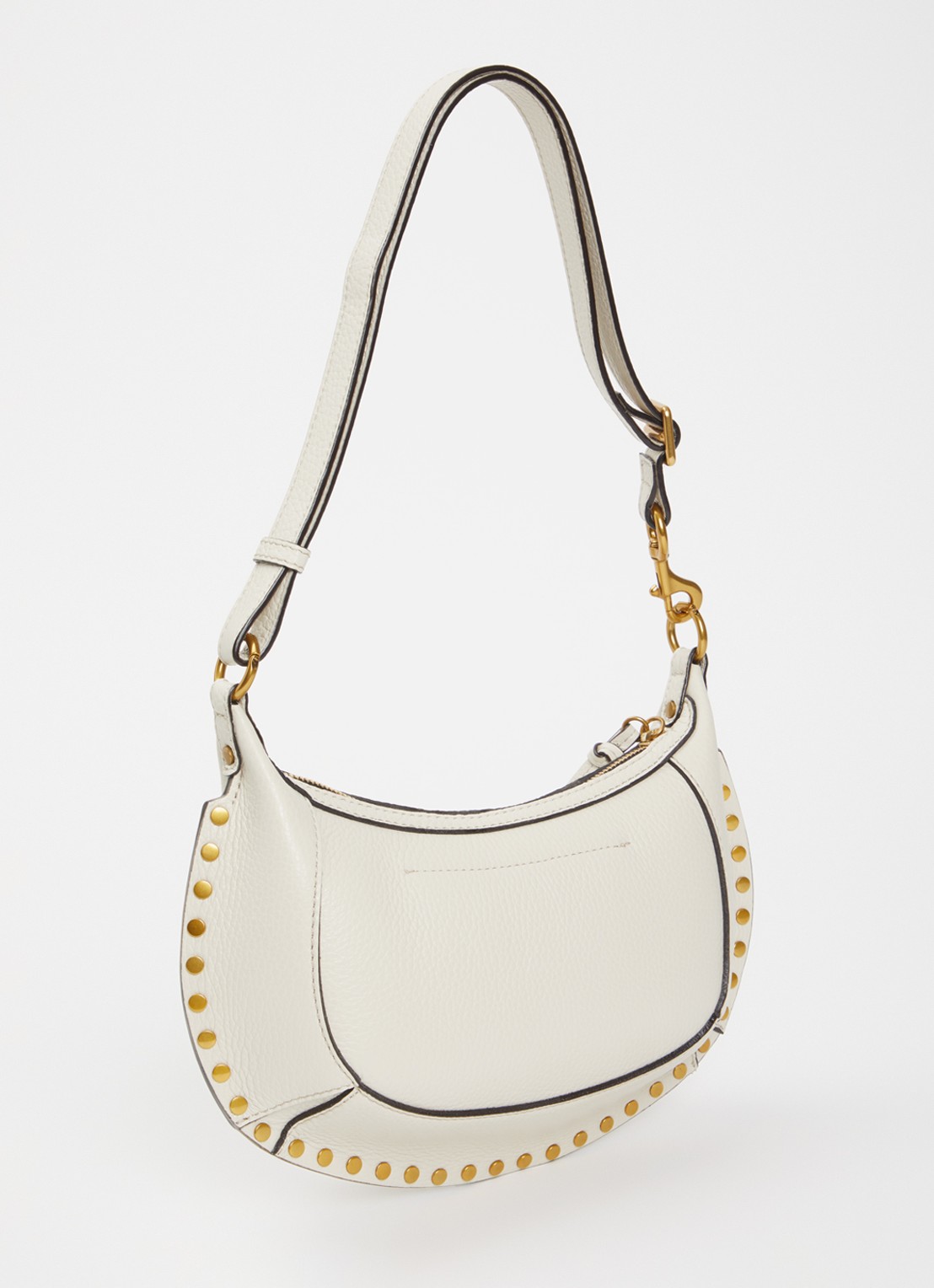 Isabel Marant Oskan Moon schoudertas van leer met studs - achterkant 8 gebroken wit