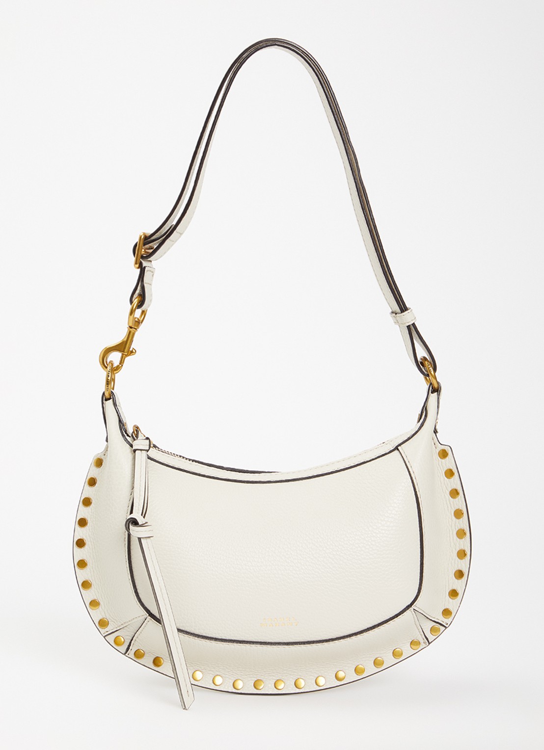 Isabel Marant Oskan Moon schoudertas van leer met studs - voorkant 5 gebroken wit