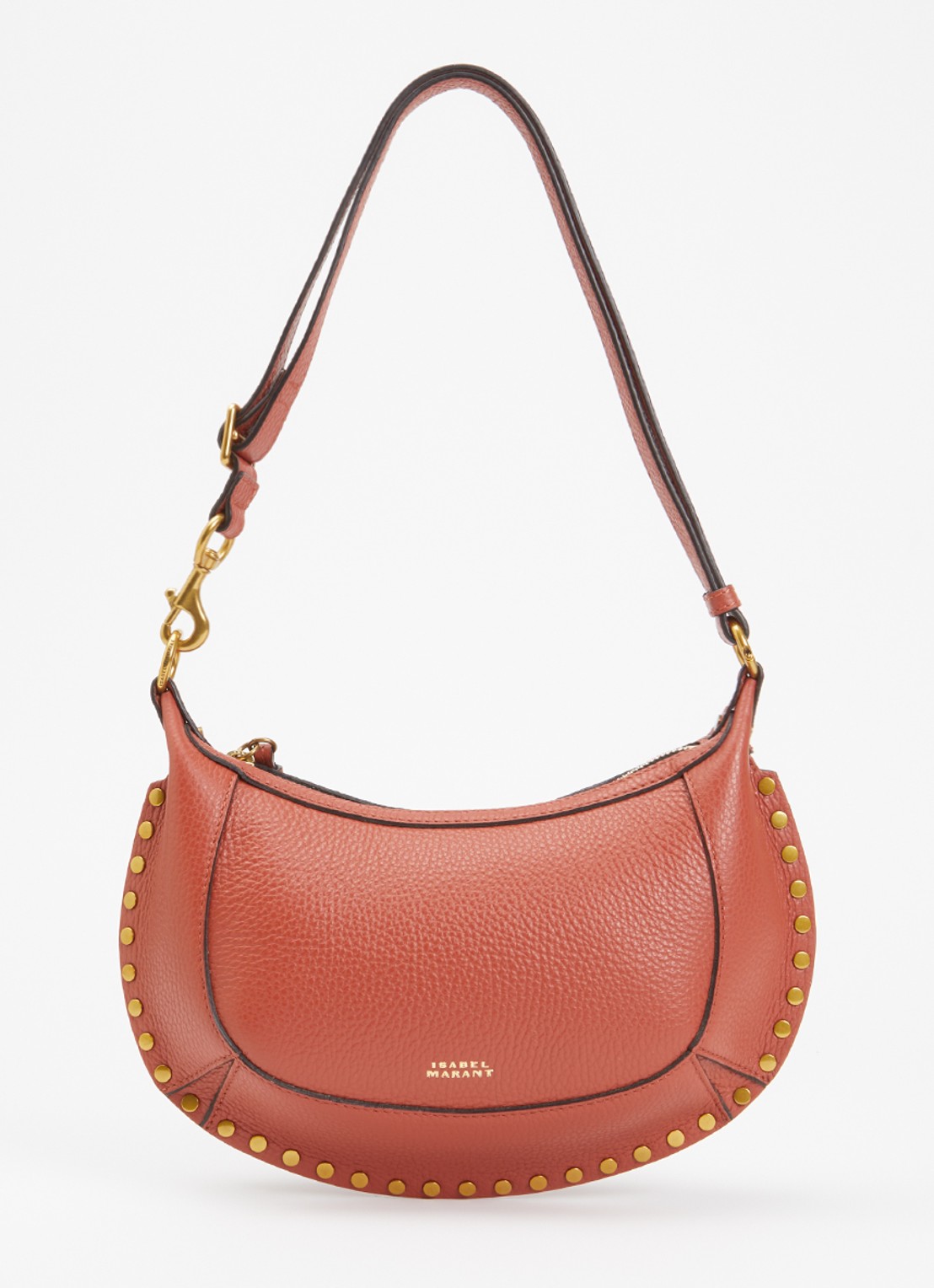 Isabel Marant Oskan Moon schoudertas van leer met studs - voorkant beige