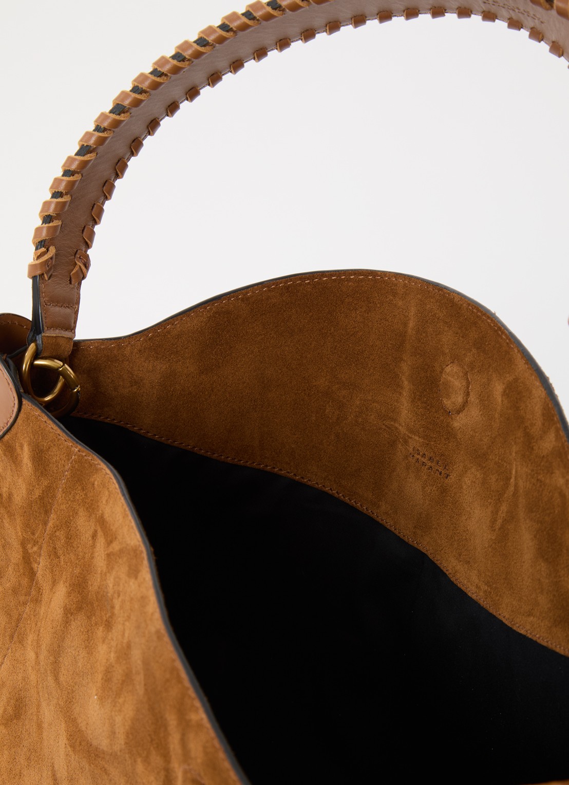 Isabel Marant Oskan schoudertas van kalfssuède met uitneembaar etui - detail 4 cognac