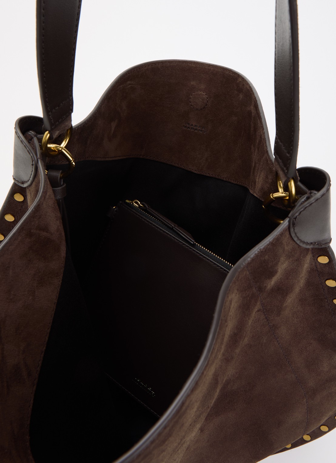 Isabel Marant Oskan schoudertas van kalfssuède - detail 3 donkerbruin