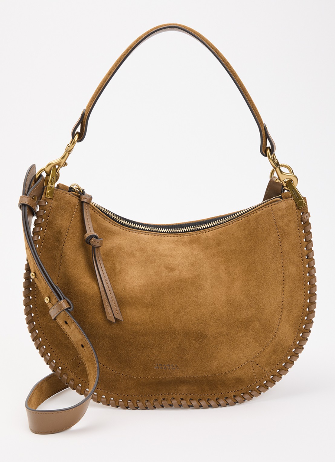 Isabel Marant Oskan Soft crossbodytas van kalfssuède - voorkant 6 cognac