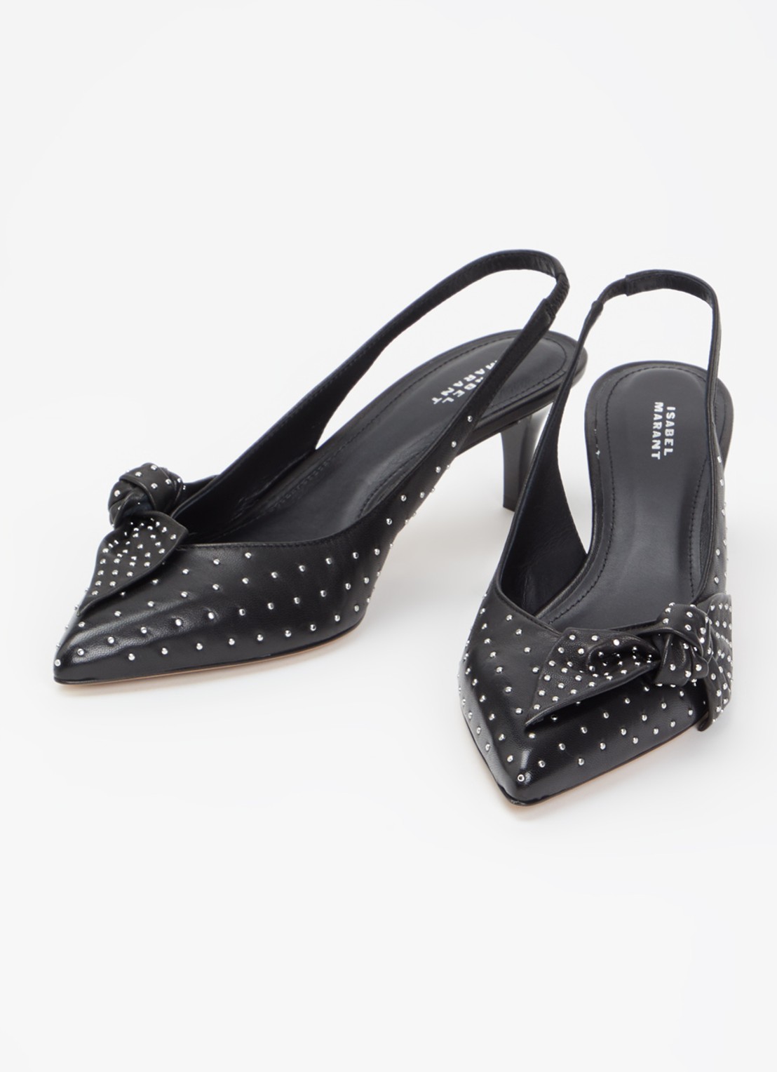 Isabel Marant Palmo slingback van lamsleer met studs - detail 2 zwart