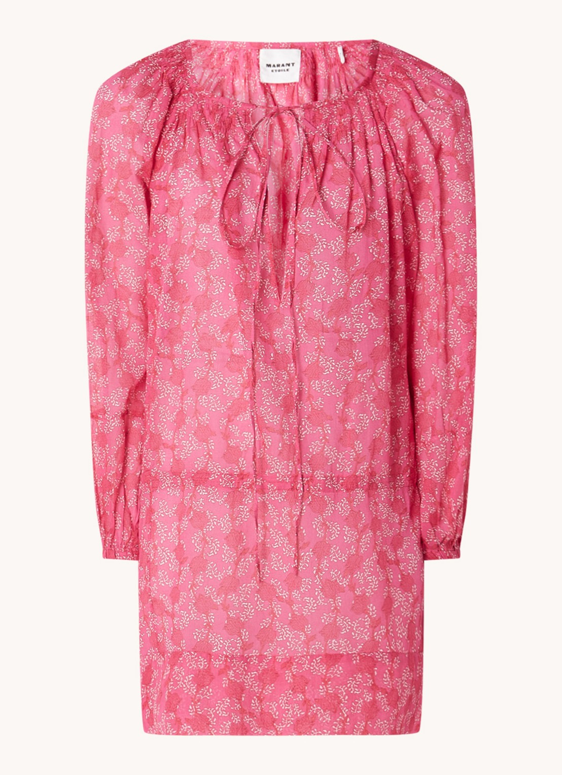 Isabel Marant Parsley mini tuniekjurk met strikdetail - voorkant fuchsia