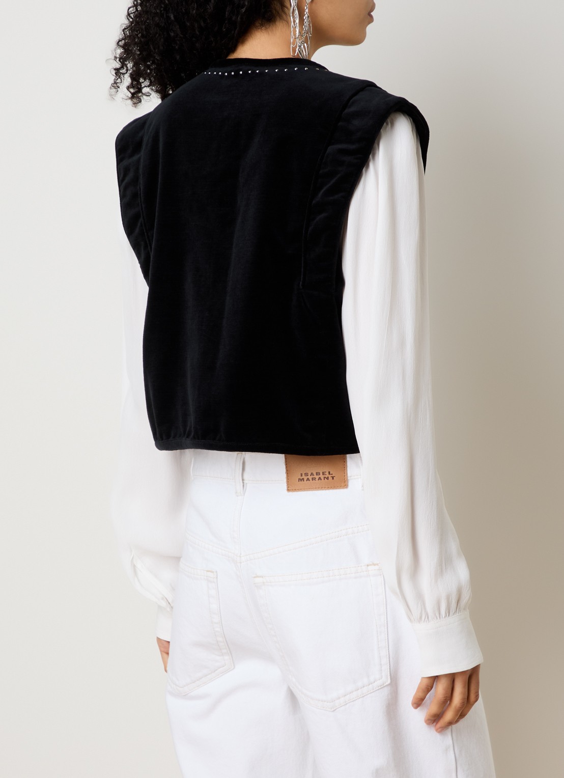 Isabel Marant Poppy gilet van fluweel met studs - achterkant 3 zwart