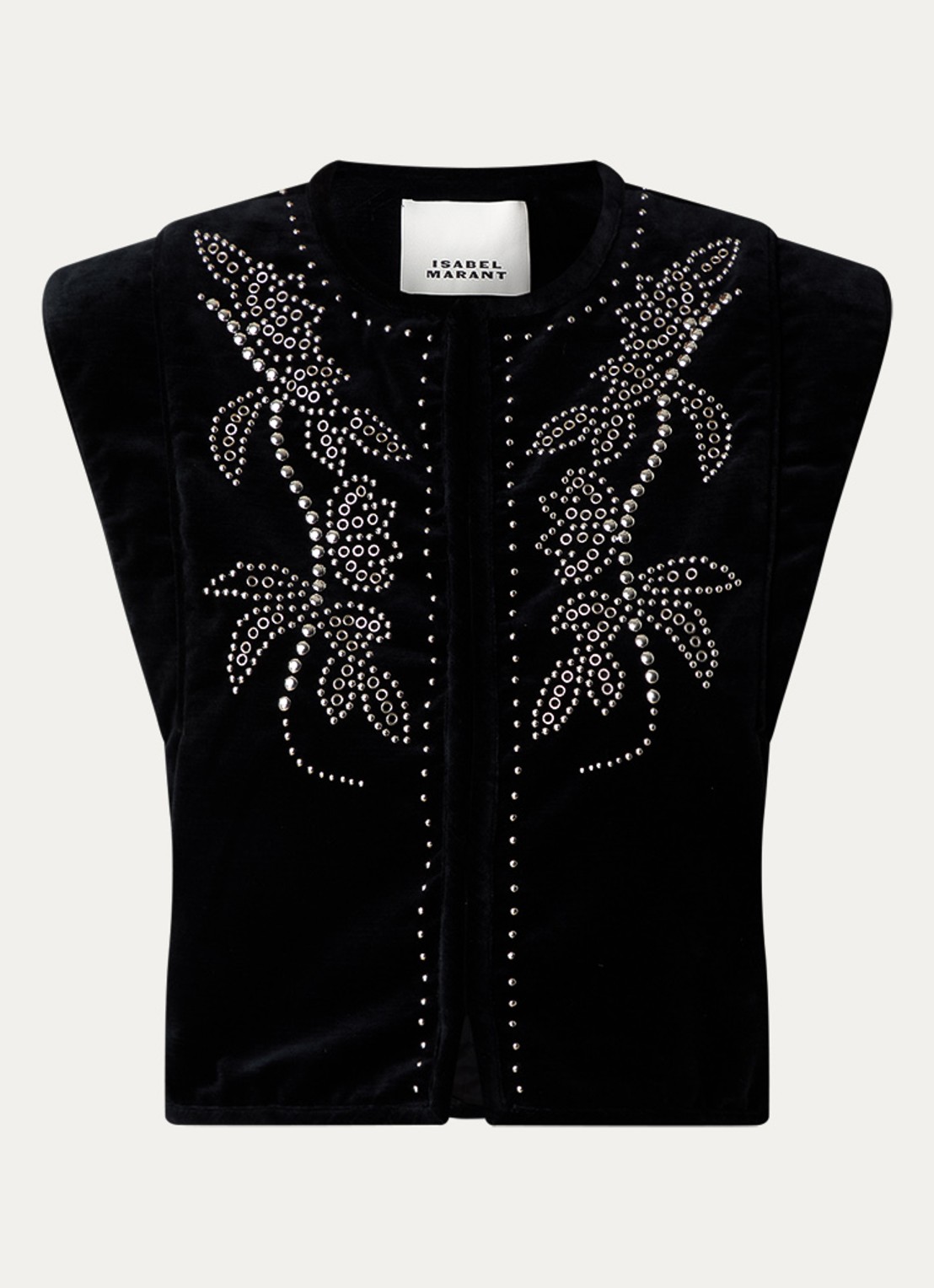 Isabel Marant Poppy gilet van fluweel met studs - voorkant 4 zwart