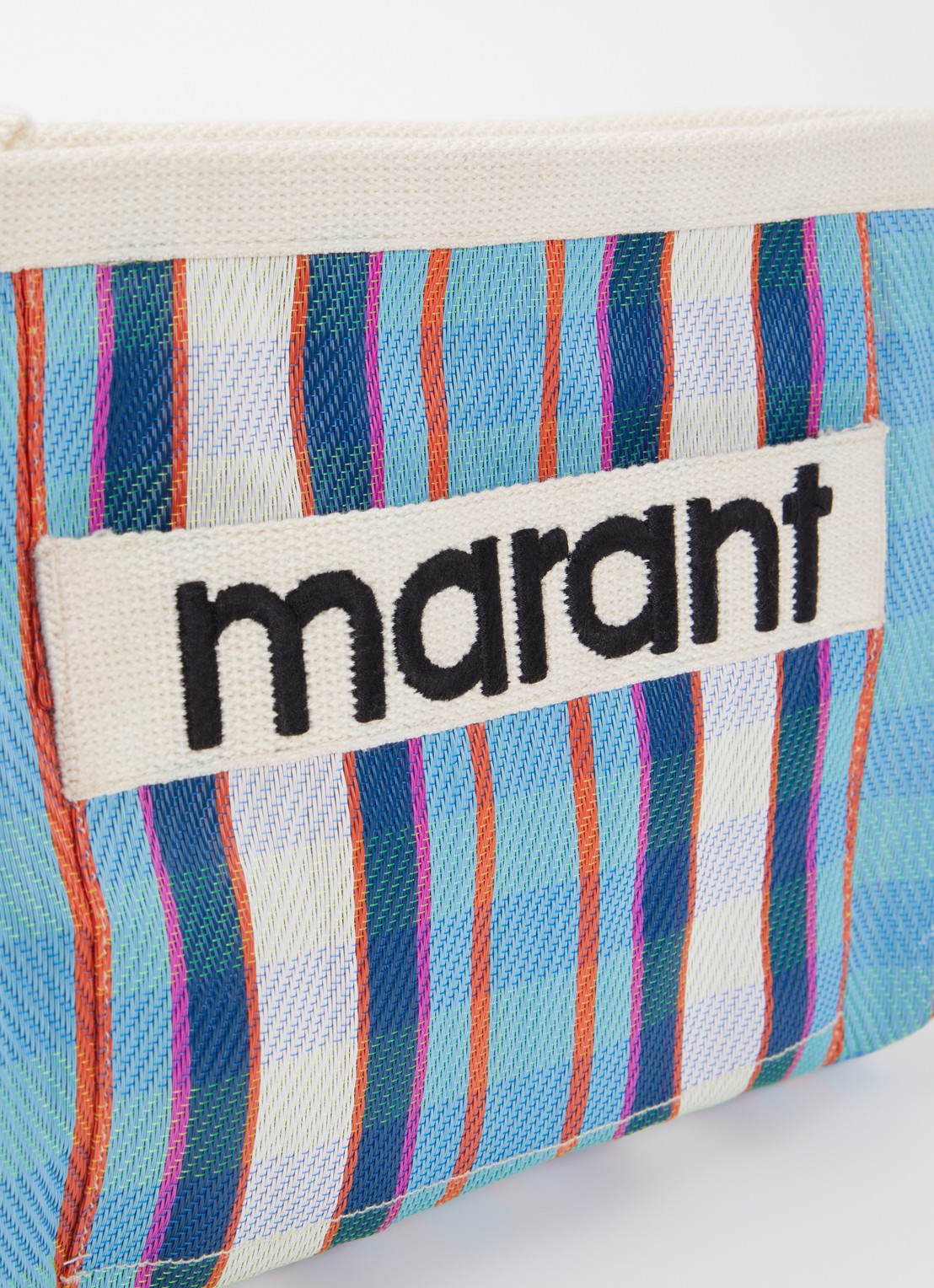 Isabel Marant Powden etui met ruitdessin en logo - detail 3 blauwgrijs