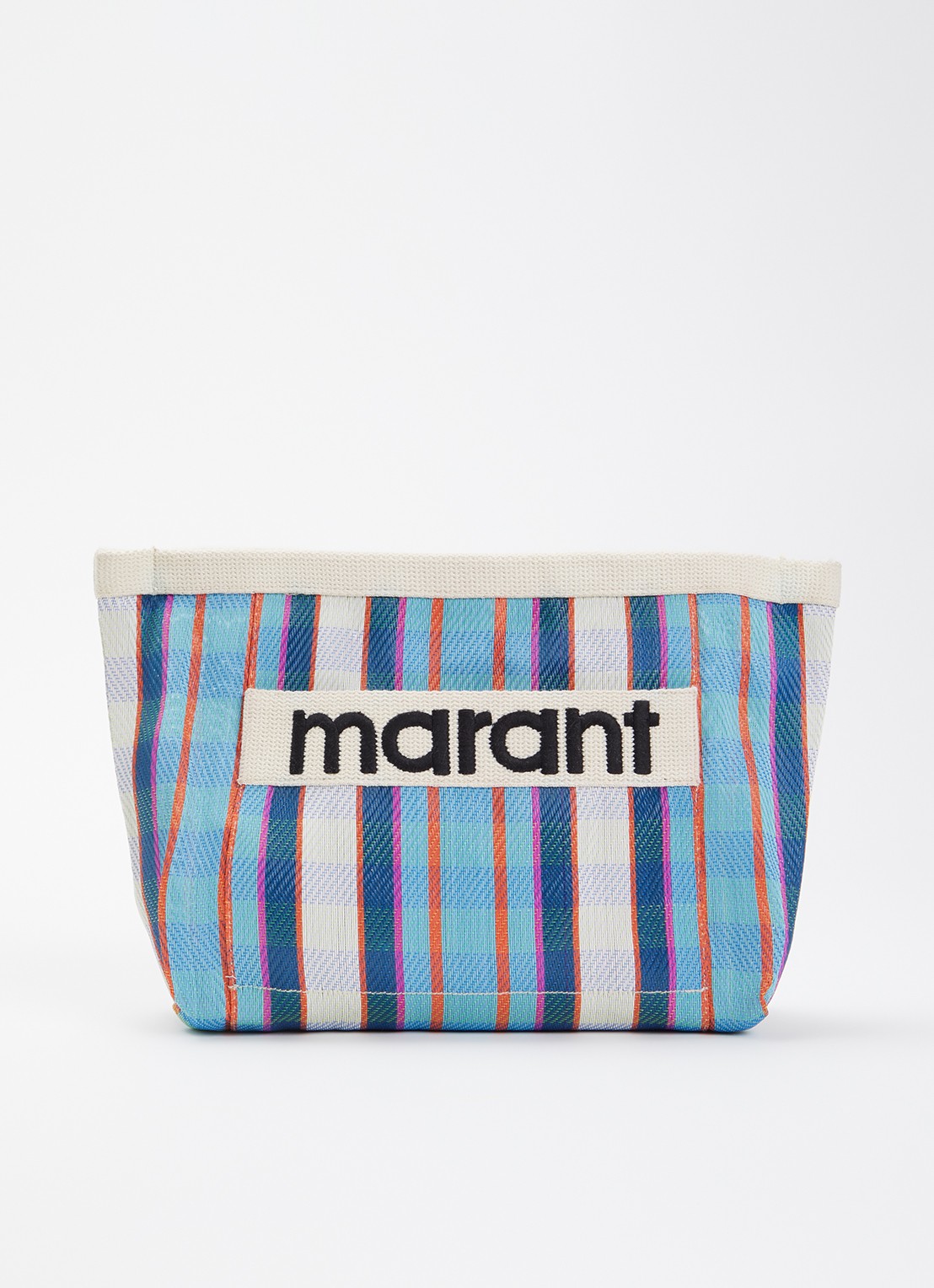 Isabel Marant Powden etui met ruitdessin en logo - voorkant 6 blauwgrijs