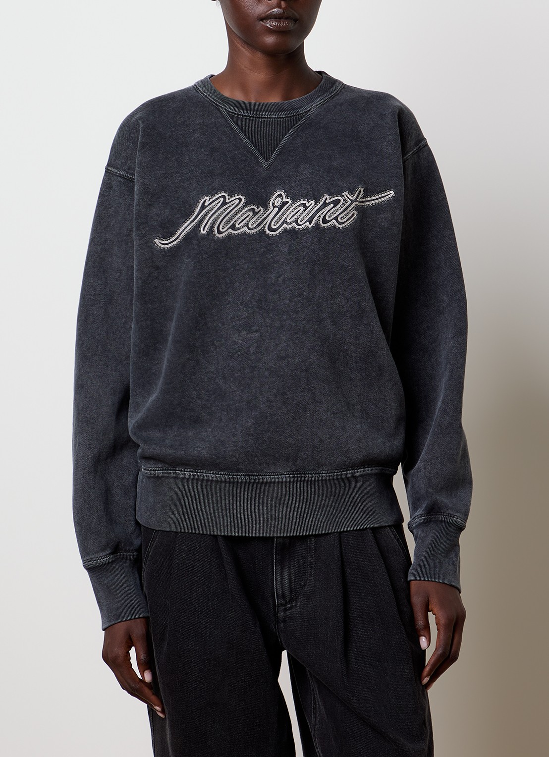Isabel Marant Rise sweater met logoborduring - detail antraciet