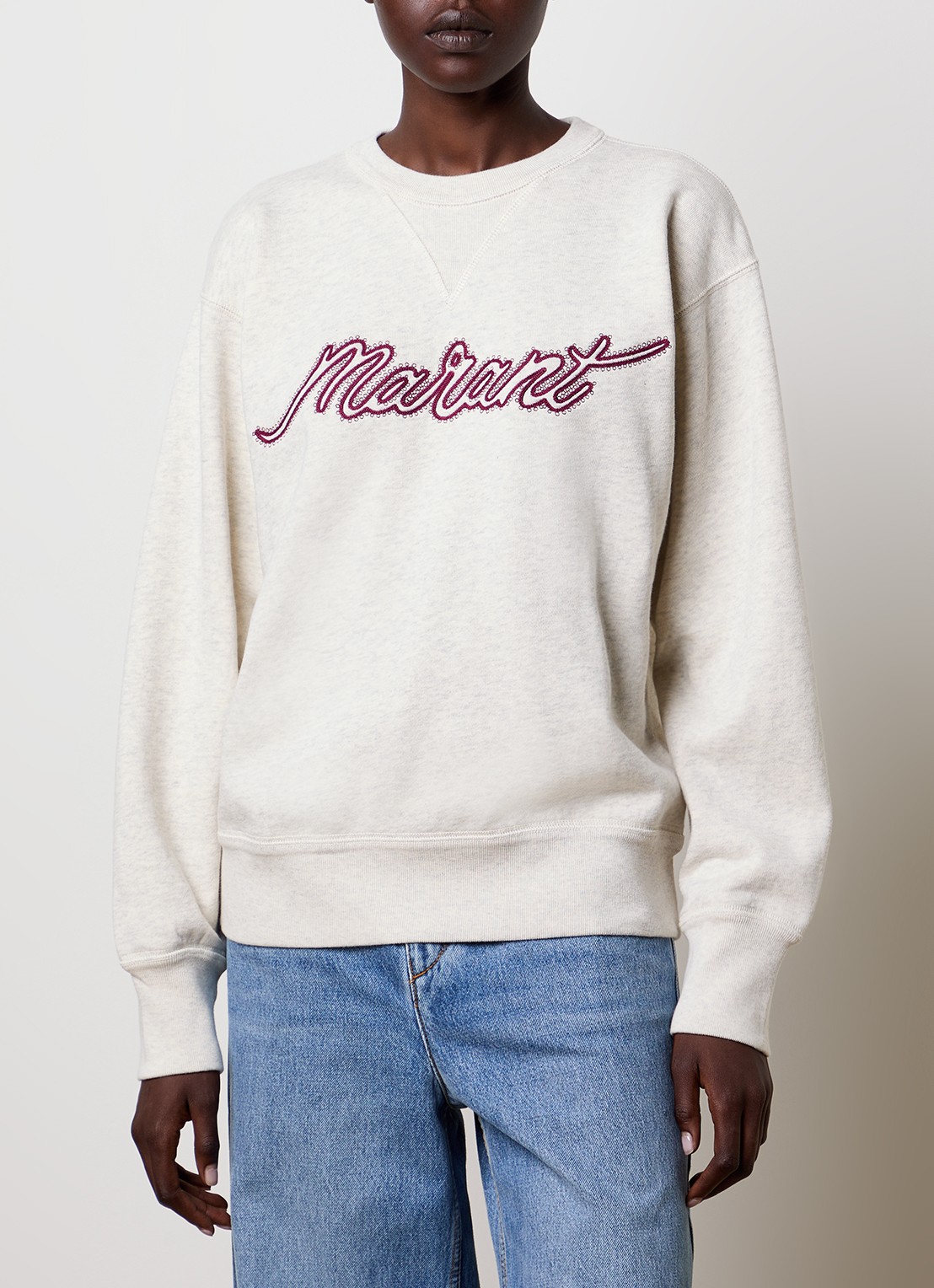 Isabel Marant Rise sweater met logoborduring - detail 2 lichtgrijs