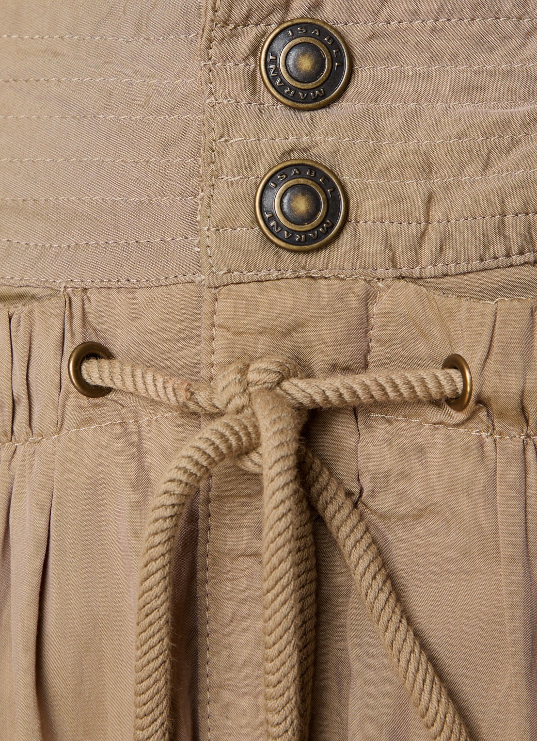 Isabel Marant Rodis high waist loose fit pantalon met trekkoord en steekzakken - detail 5 khaki