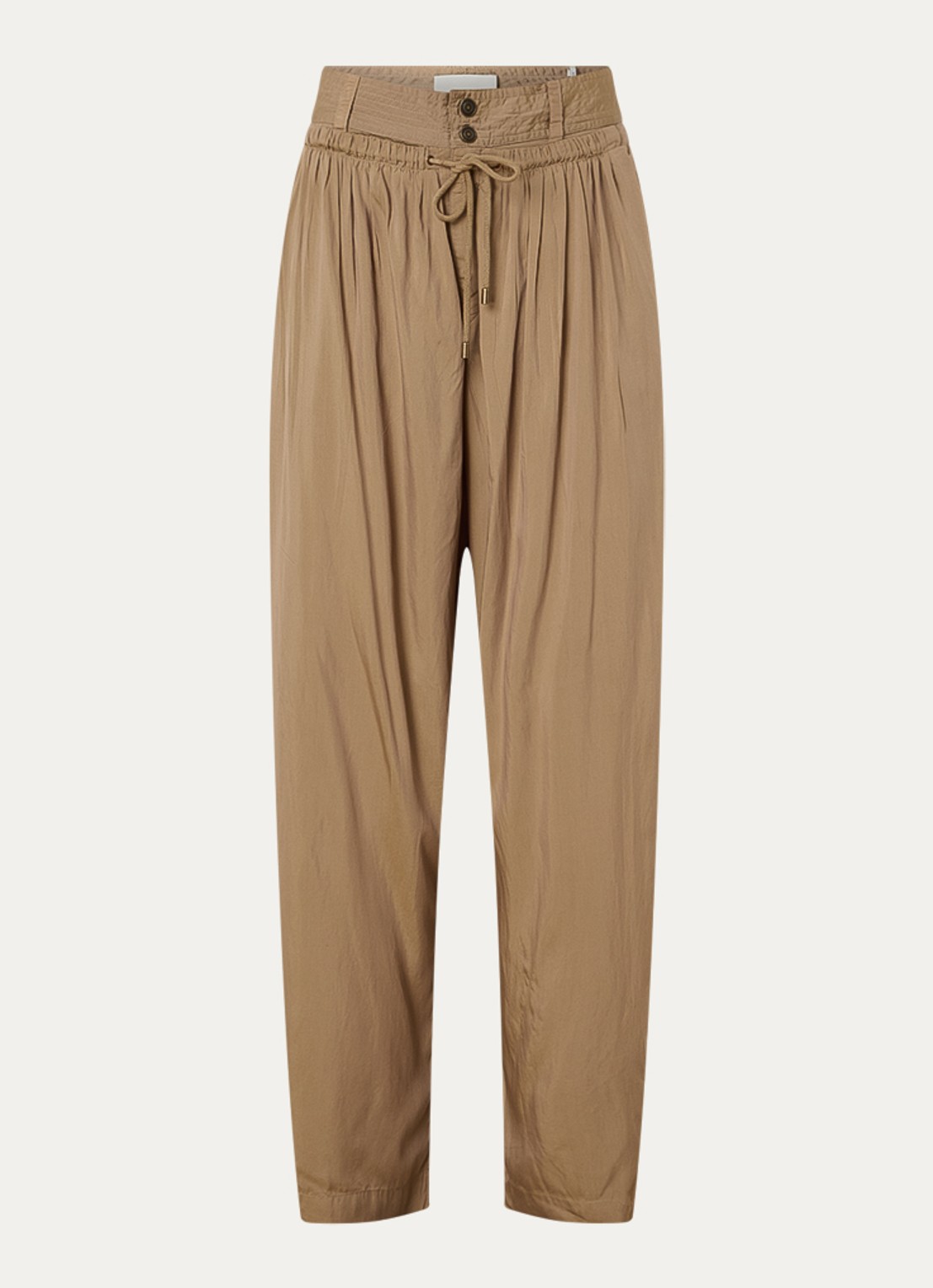 Isabel Marant Rodis high waist loose fit pantalon met trekkoord en steekzakken - voorkant 2 khaki