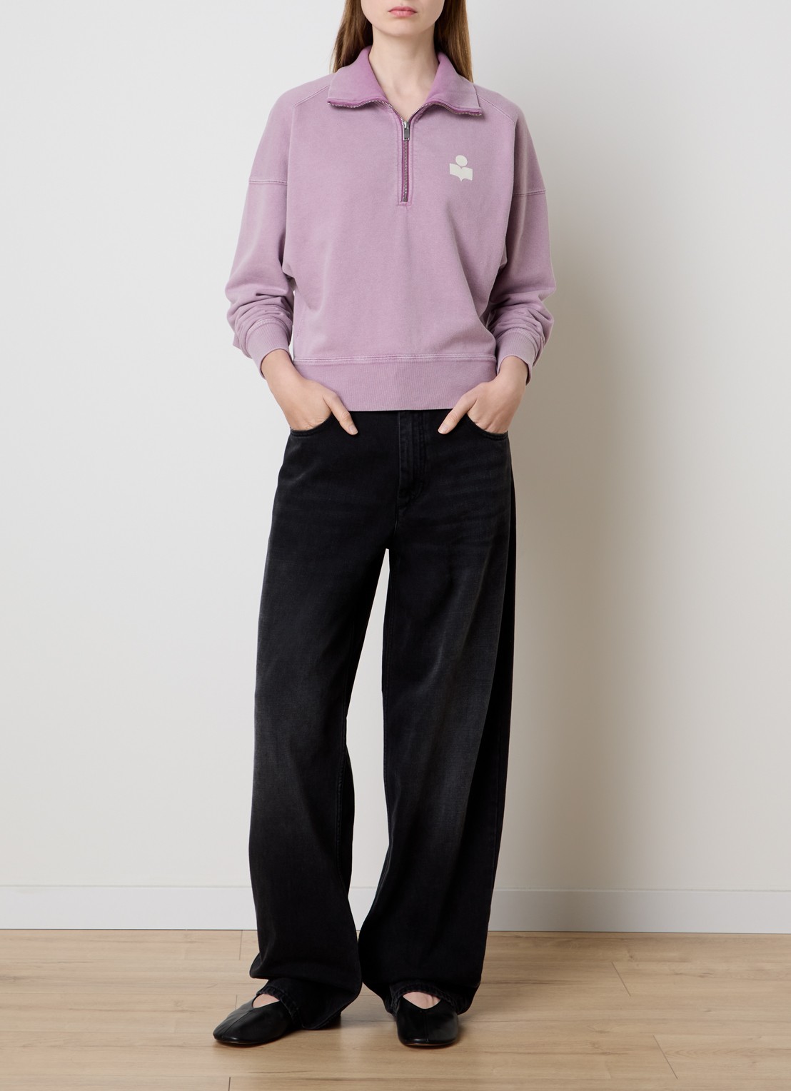 Isabel Marant Ross schipperstrui met logo - voorkant 3 lavendel