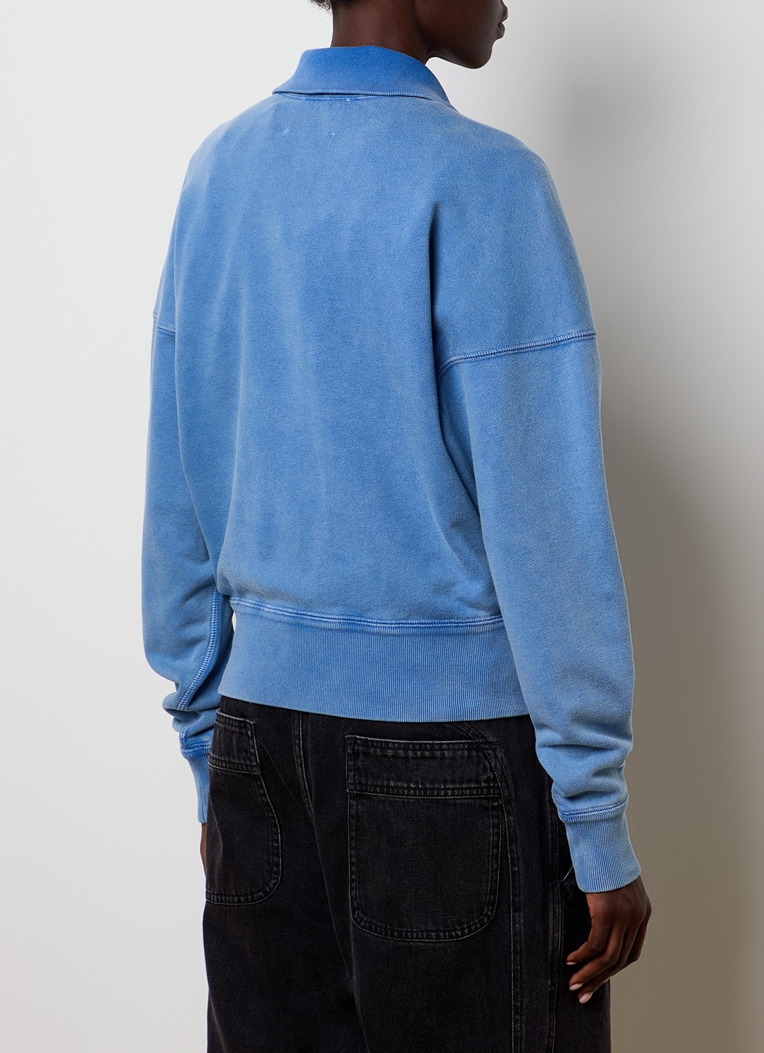 Isabel Marant Ross sweater met halve rits en flock logoprint - achterkant 5 blauw